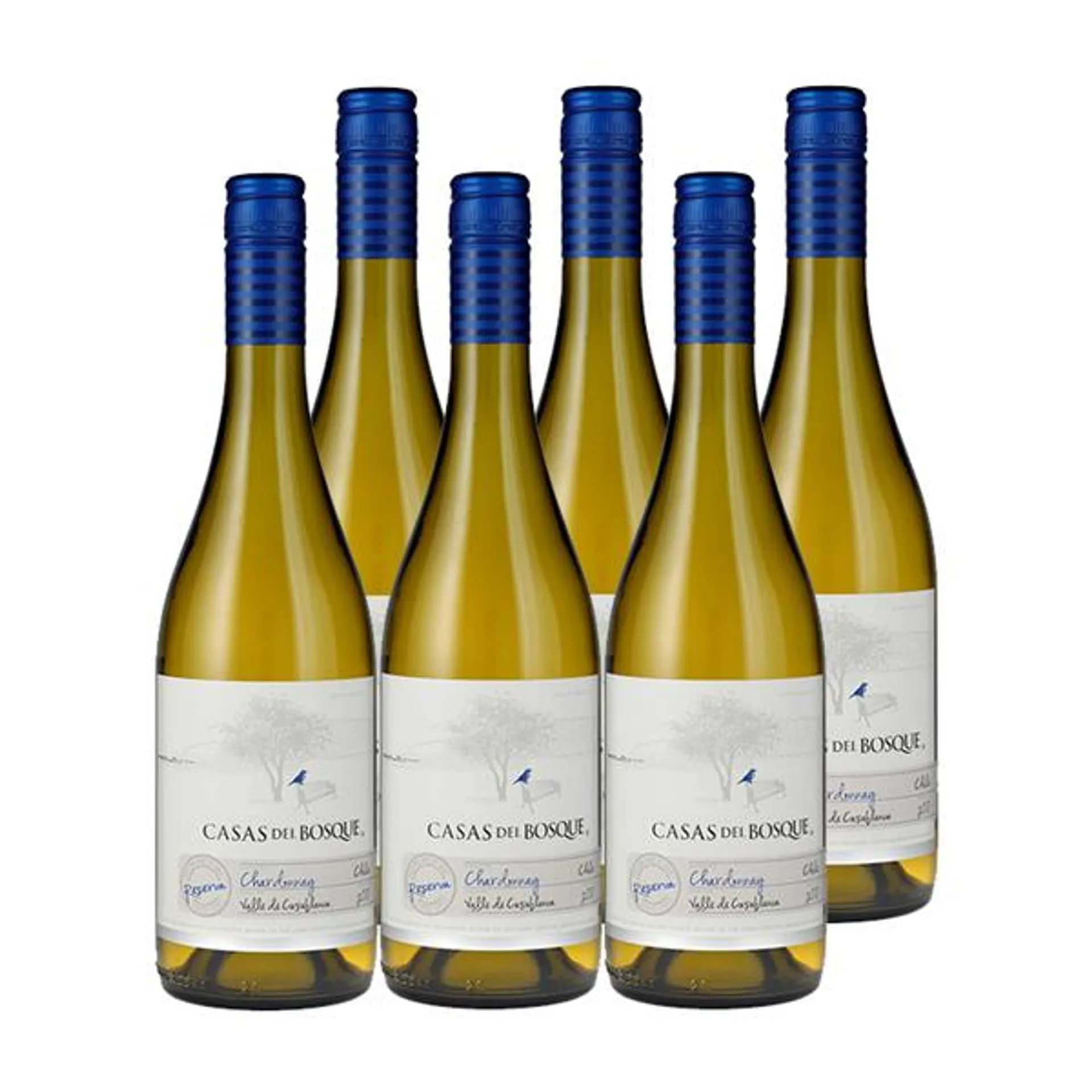 Vino Casas del Bosque Reserva Chardonnay Botella 750cc x6