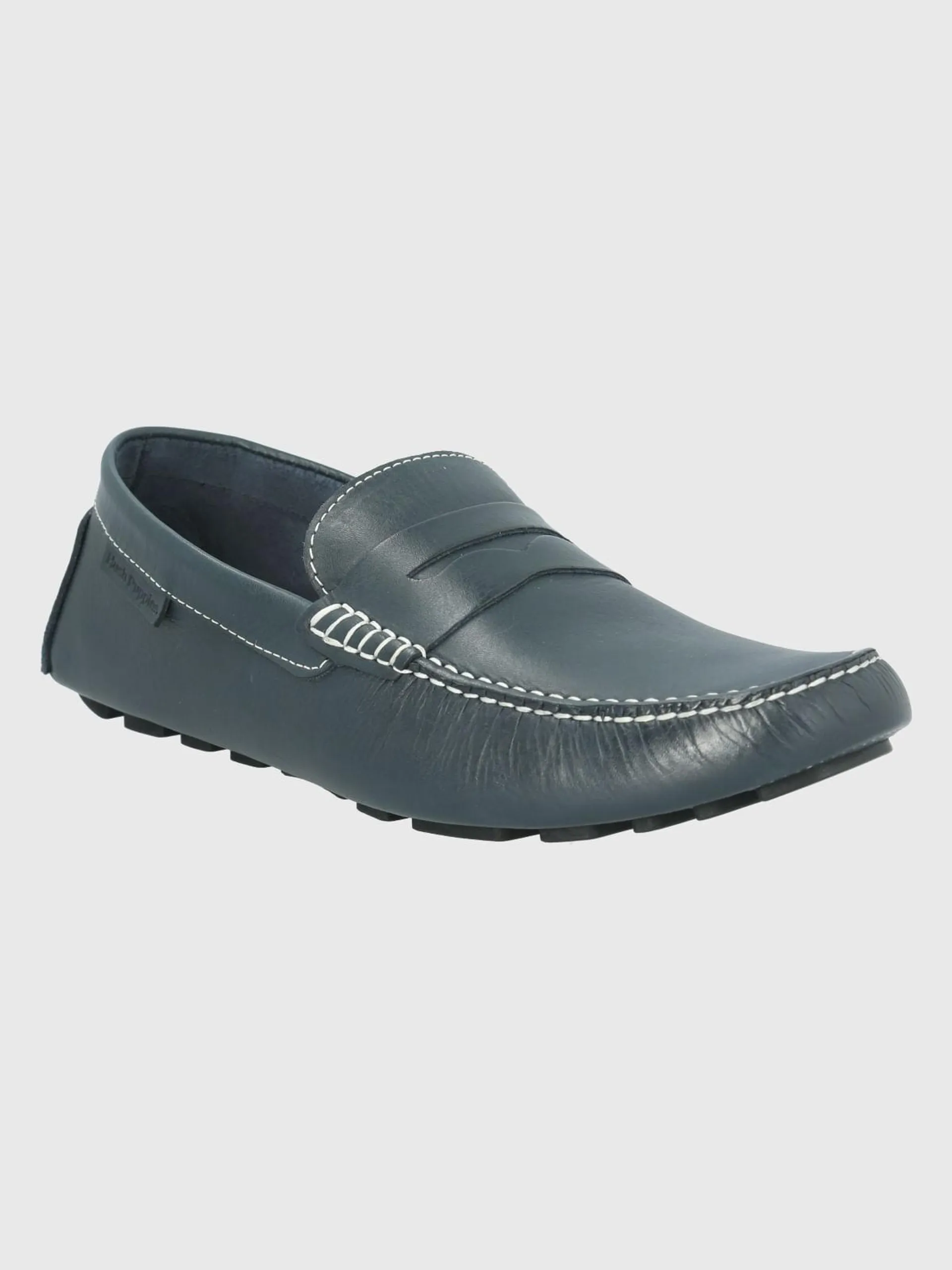 Mocasin Cuero Hombre Lotus Azul Oscuro