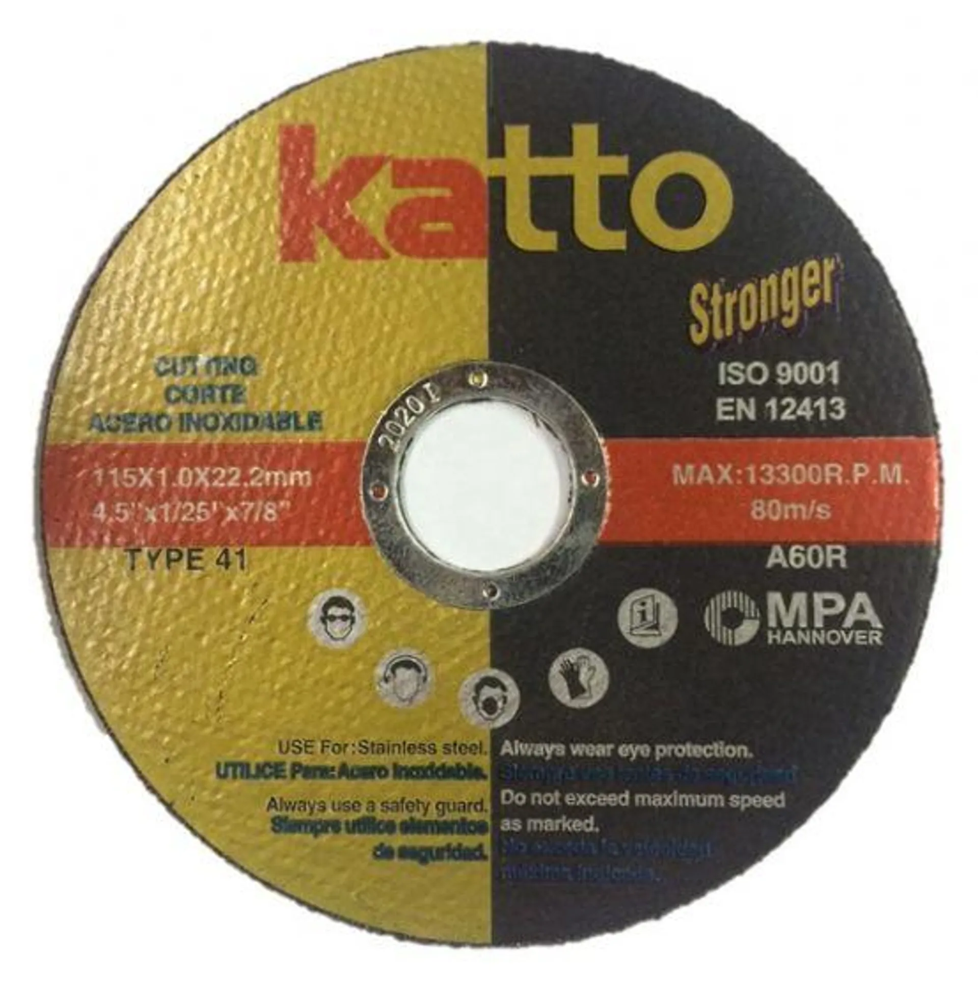 Disco de Corte Katto Stronger 4-1/2"x 1,0mm Acero Inoxidable