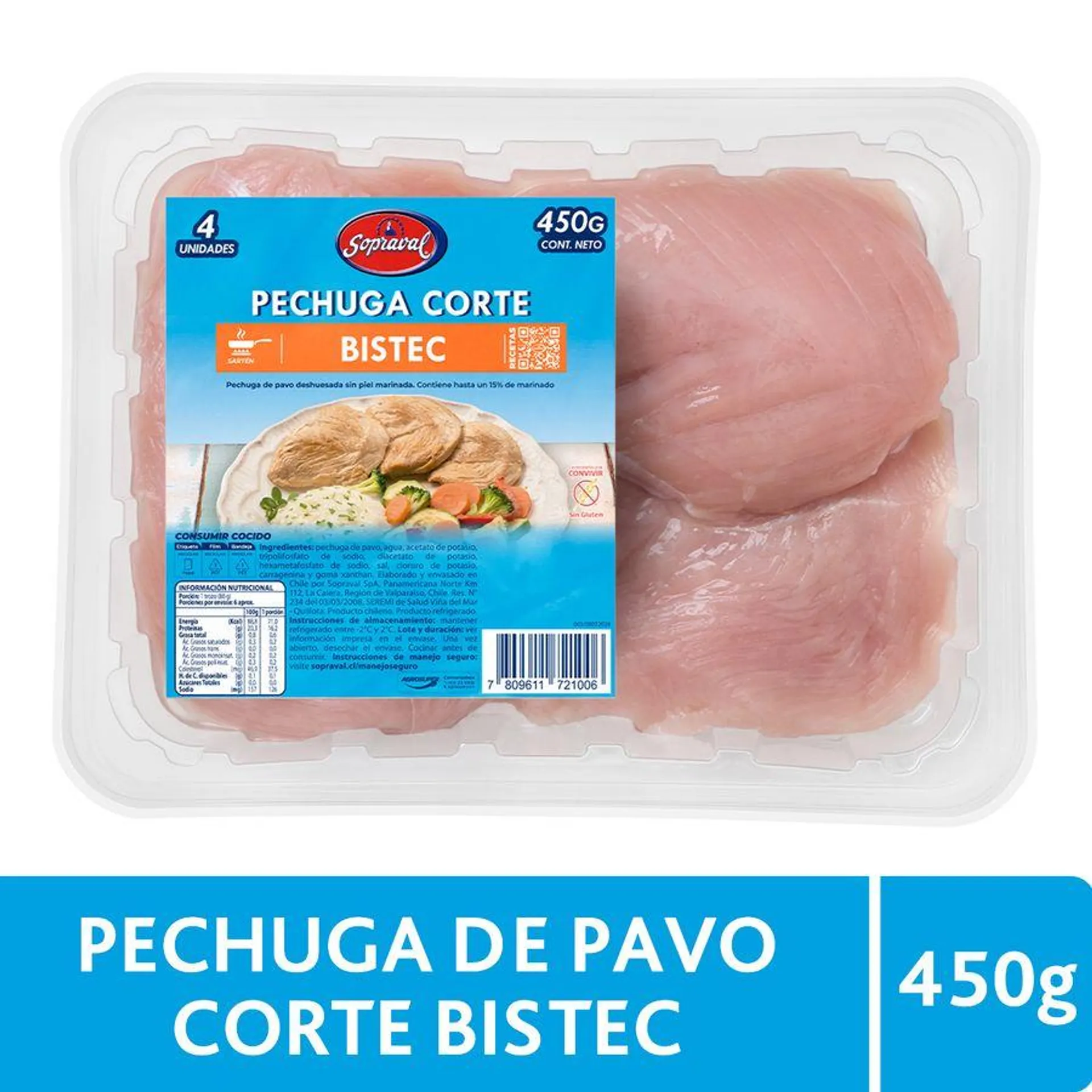 Bistec de Pechuga de Pavo Sopraval 450 g