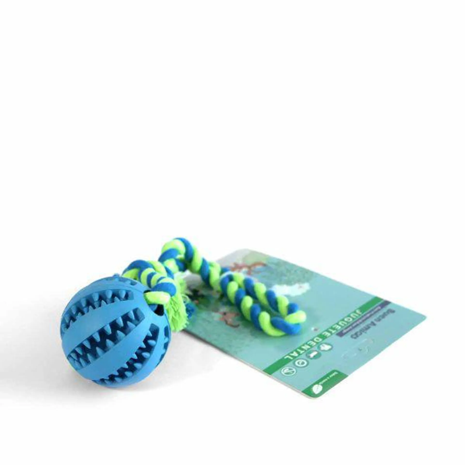 Juguete Cuerda con Pelota dientes Azul