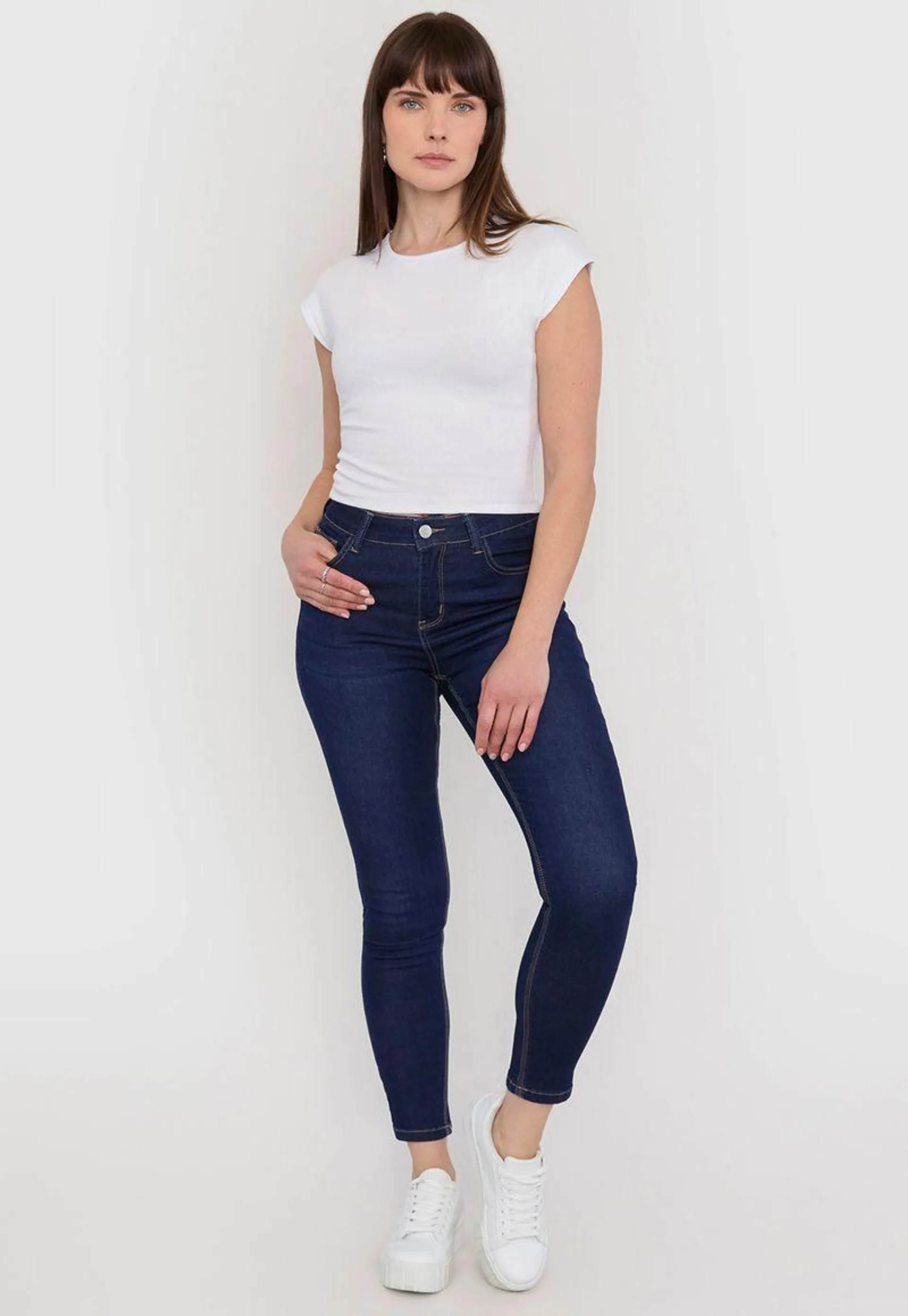 Jeans Mujer Azul Oscuro Calce Skinny