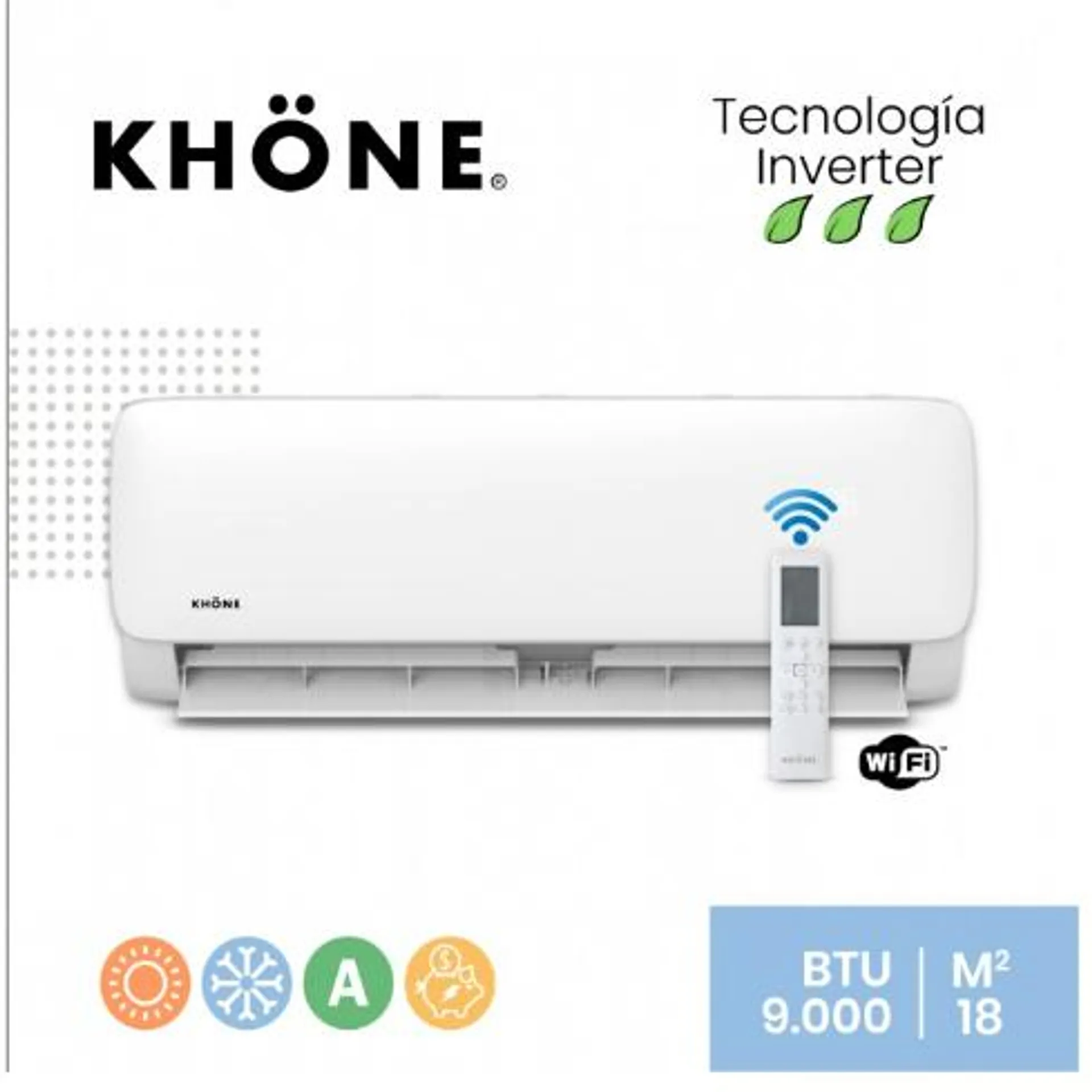 AIRE ACONDICIONADO SPLIT INVERTER 9000BTU KHONE + INSTALACION