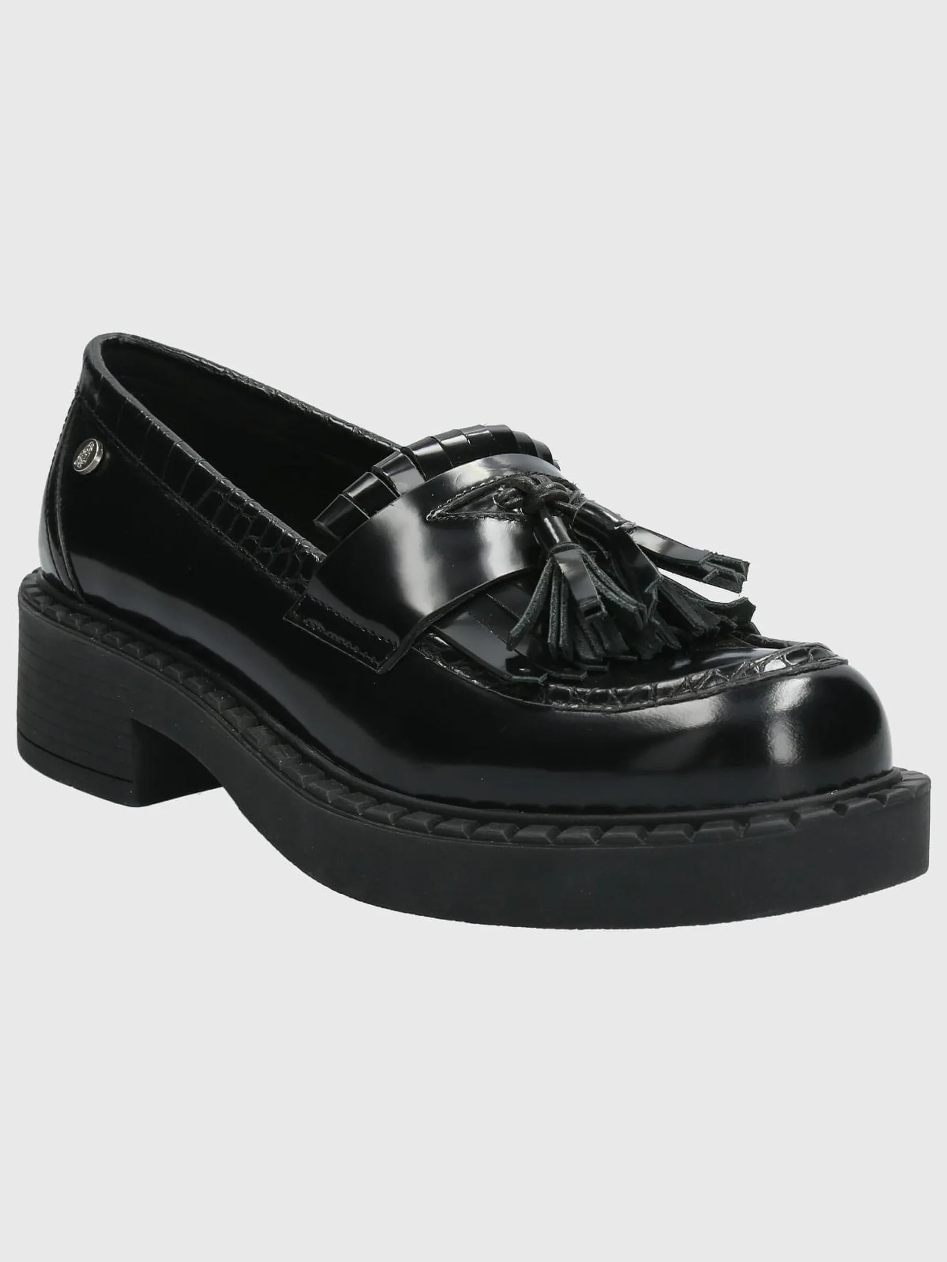 Mocasín Cuero Mujer Dania Negro