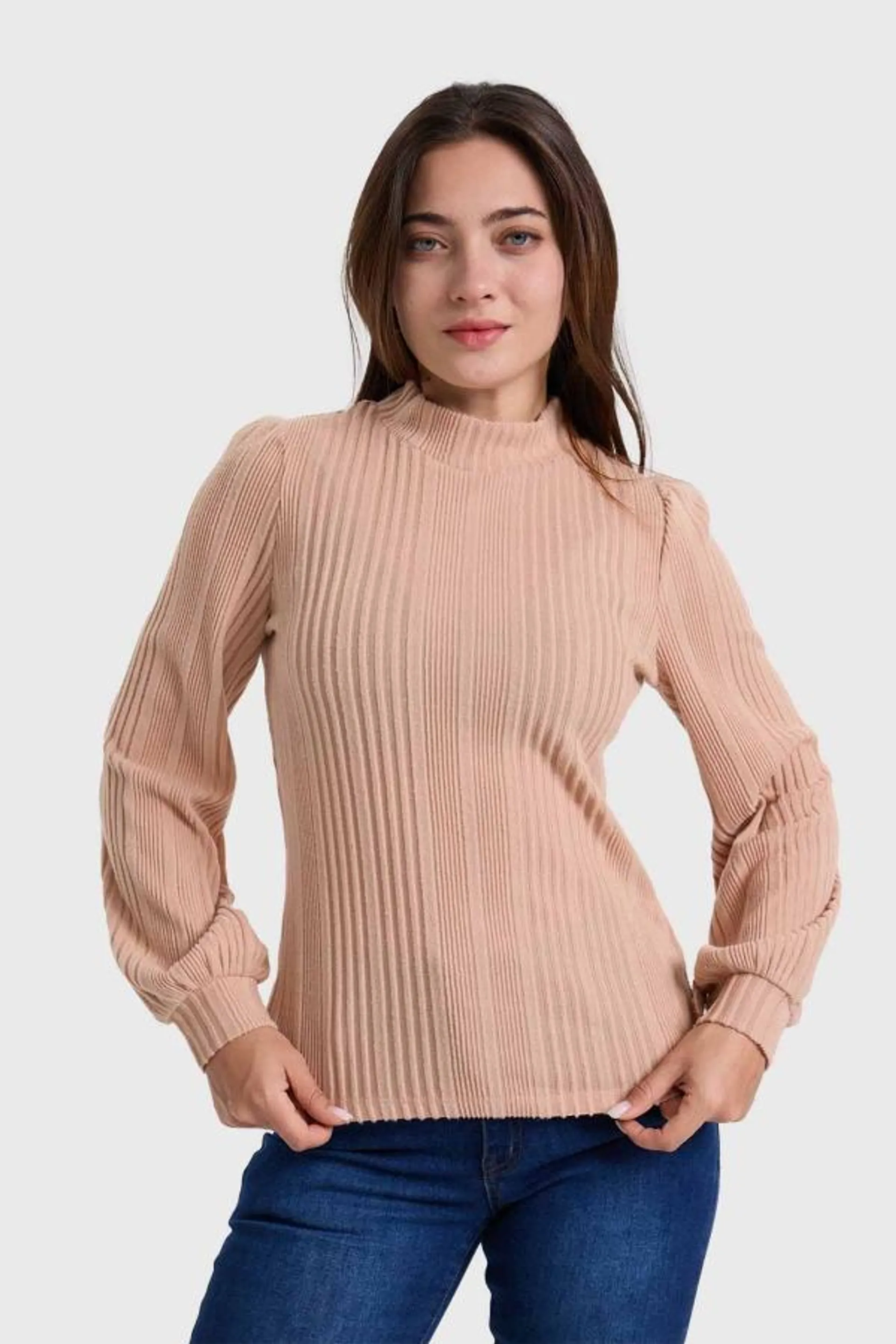 Polera mujer lisa taupe