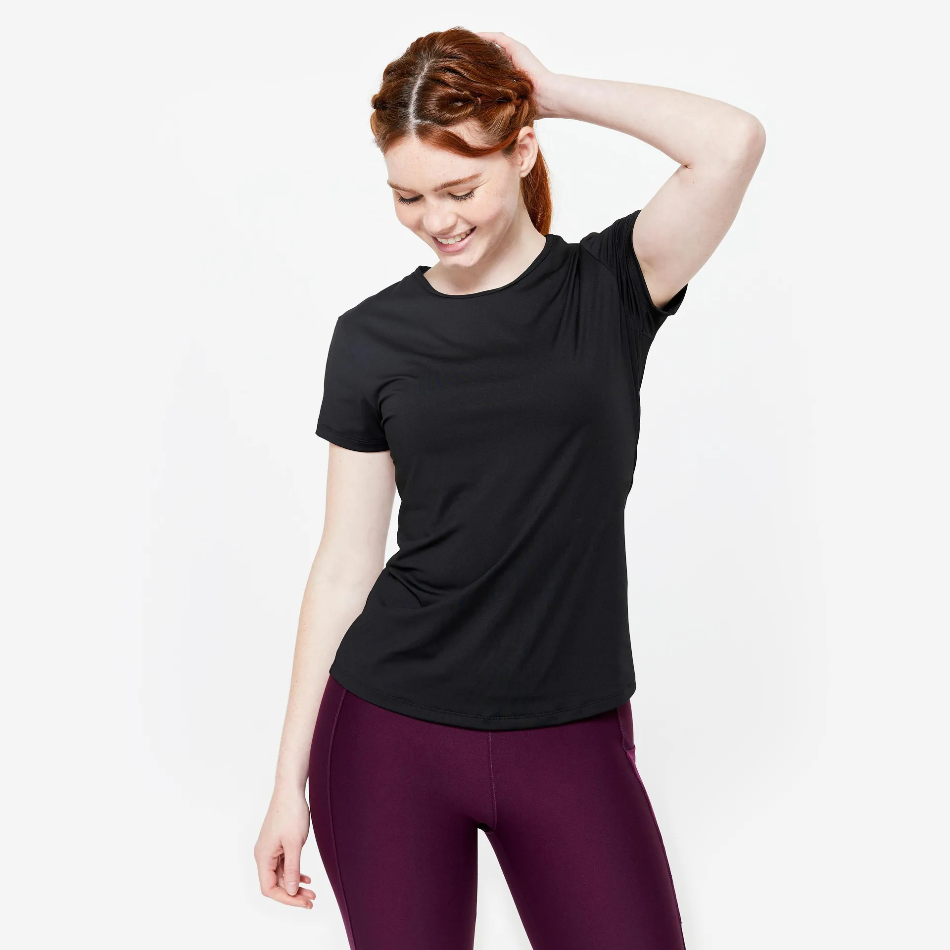 Polera Fitness Cardio Mujer Negro Manga Corta