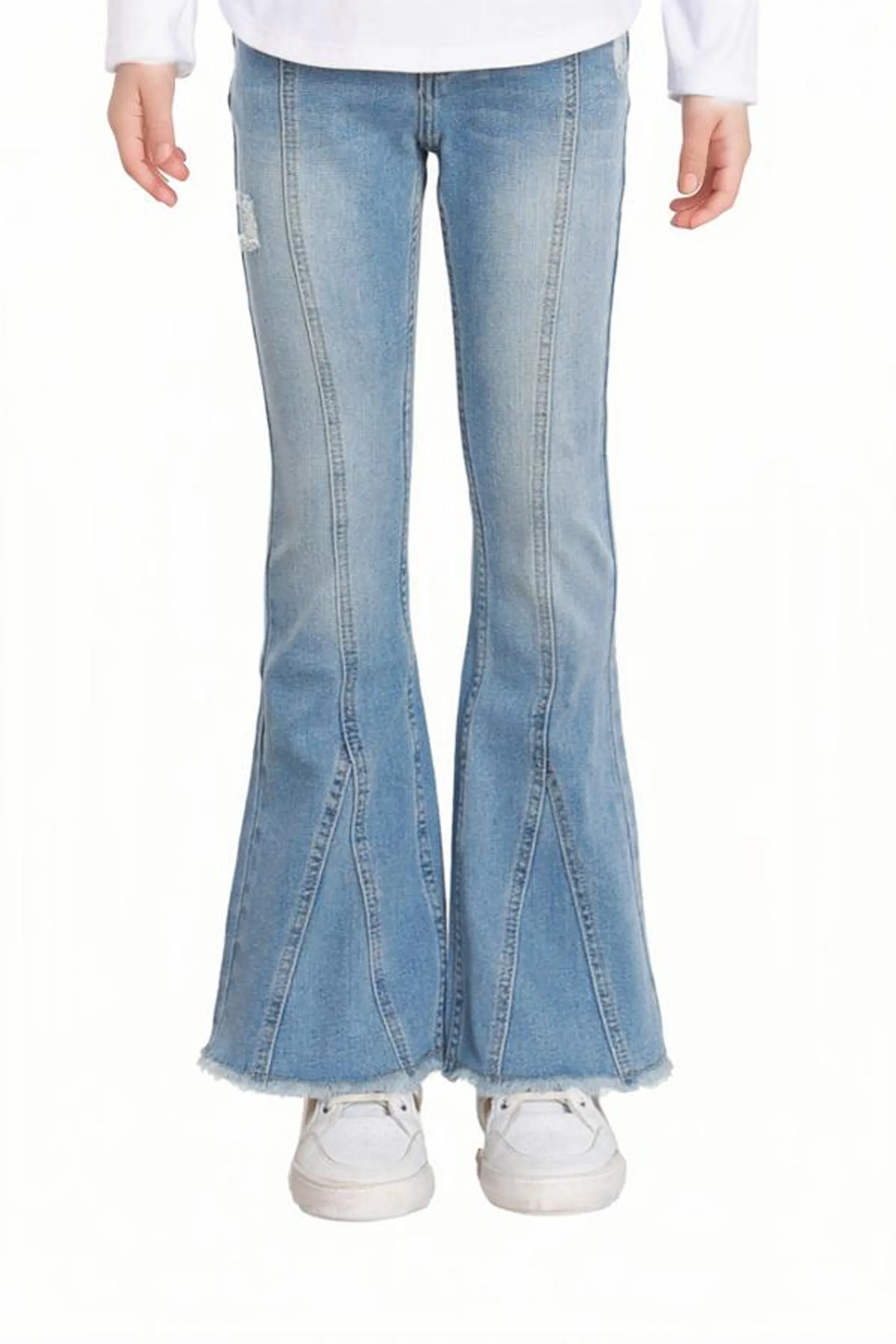 Jeans niÑa flare con corte central azul