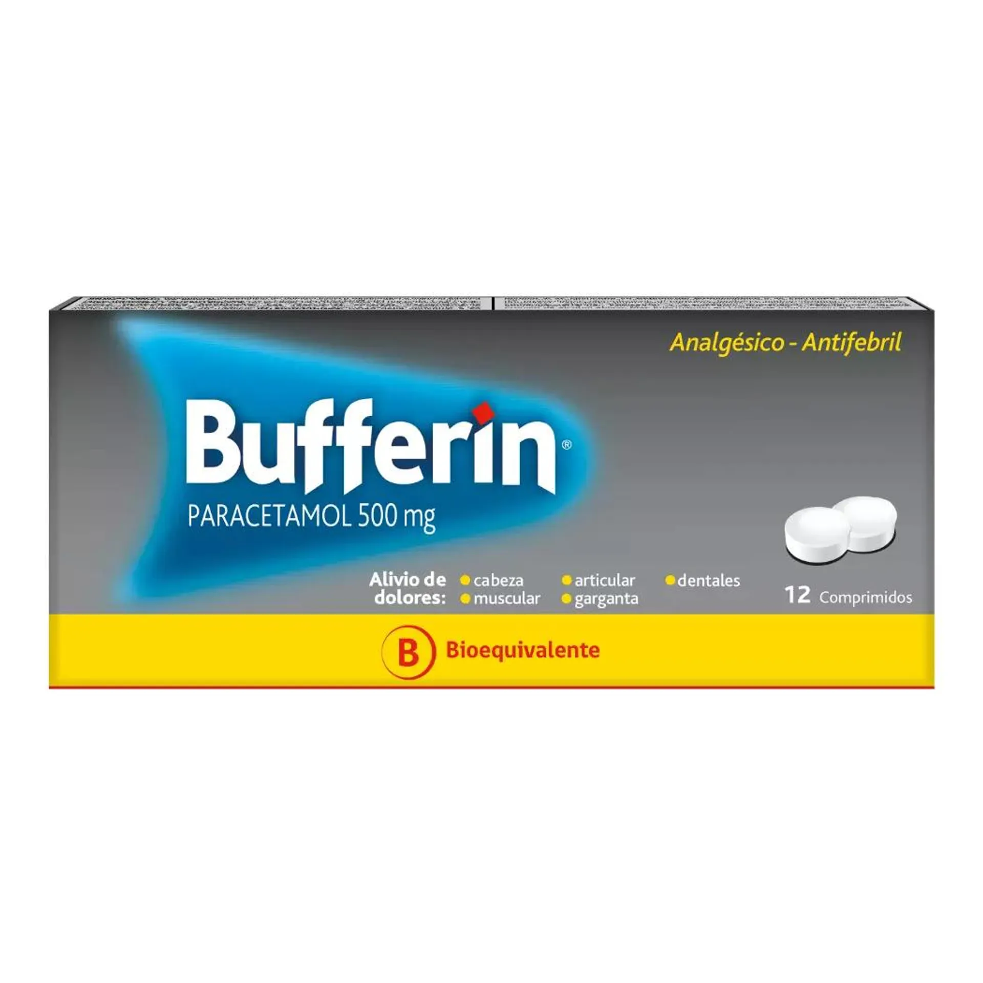 Bufferin (B) Paracetamol 500mg 12 Comprimidos