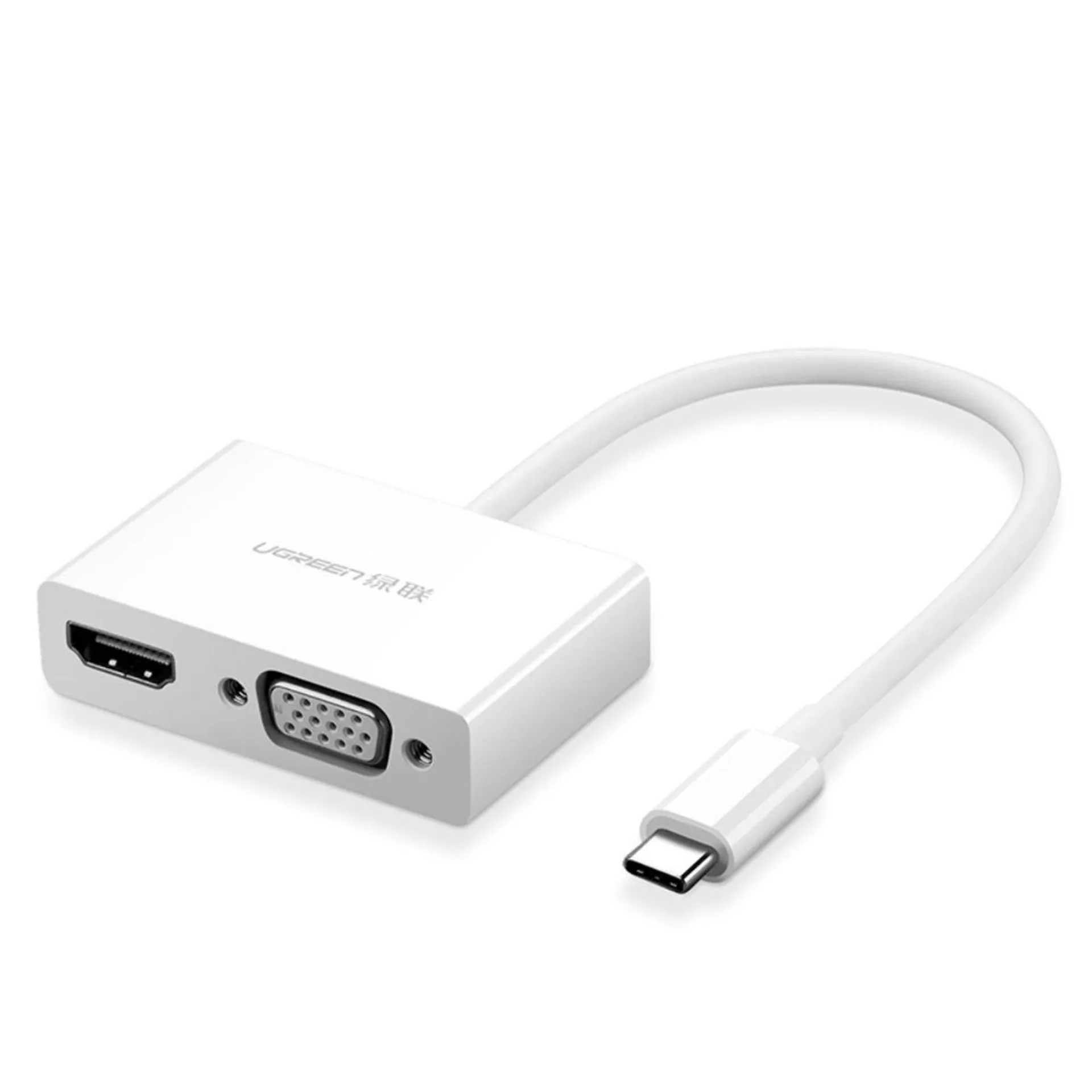 UGREEN CONVERTIDOR DE VIDEO USB-C M / (HDMI 1.4B 3D 4K/30HZ H)/ VGA H 1920X1200P/60HZ BLANCO MM123