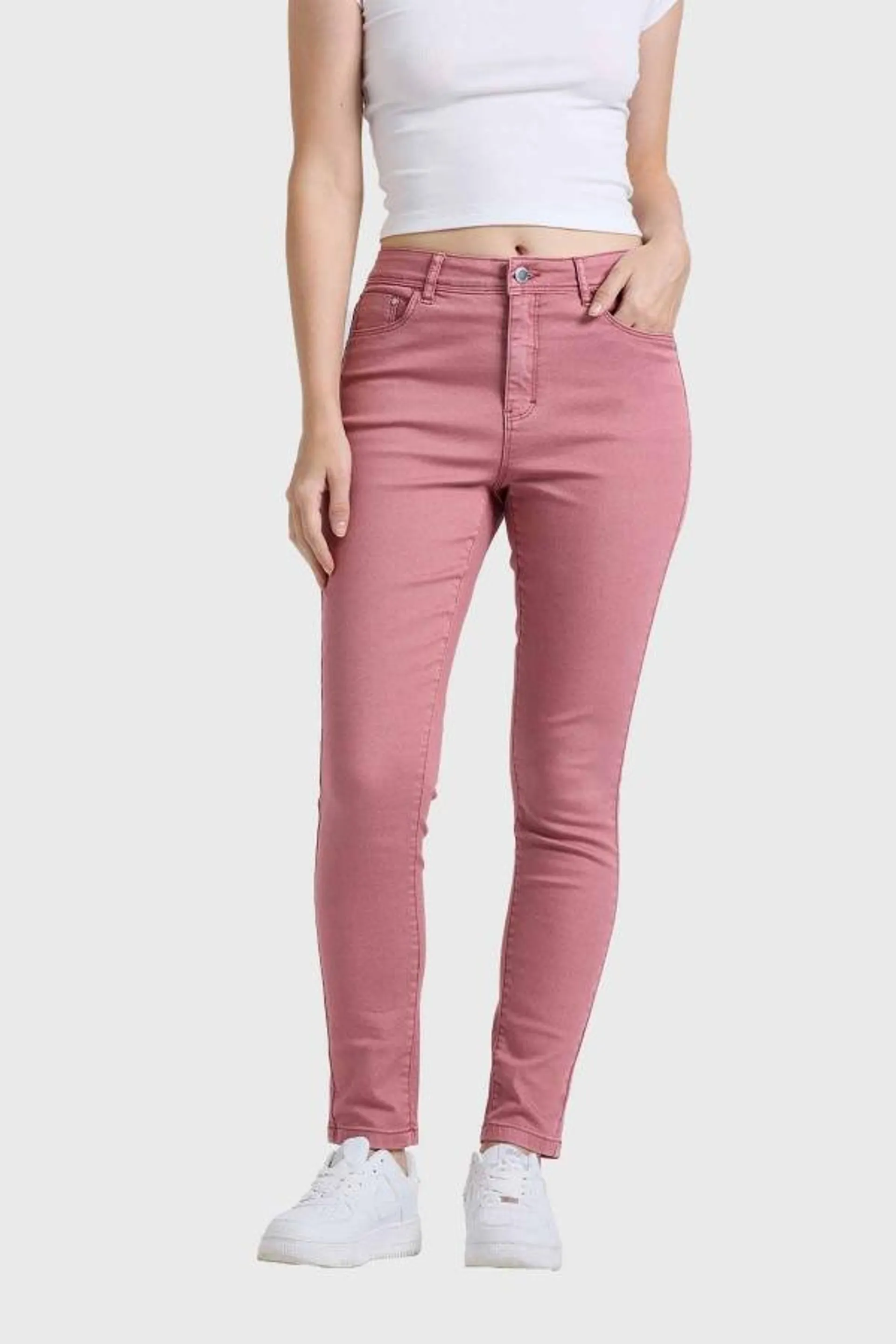 Jeans mujer emilia color palo rosa