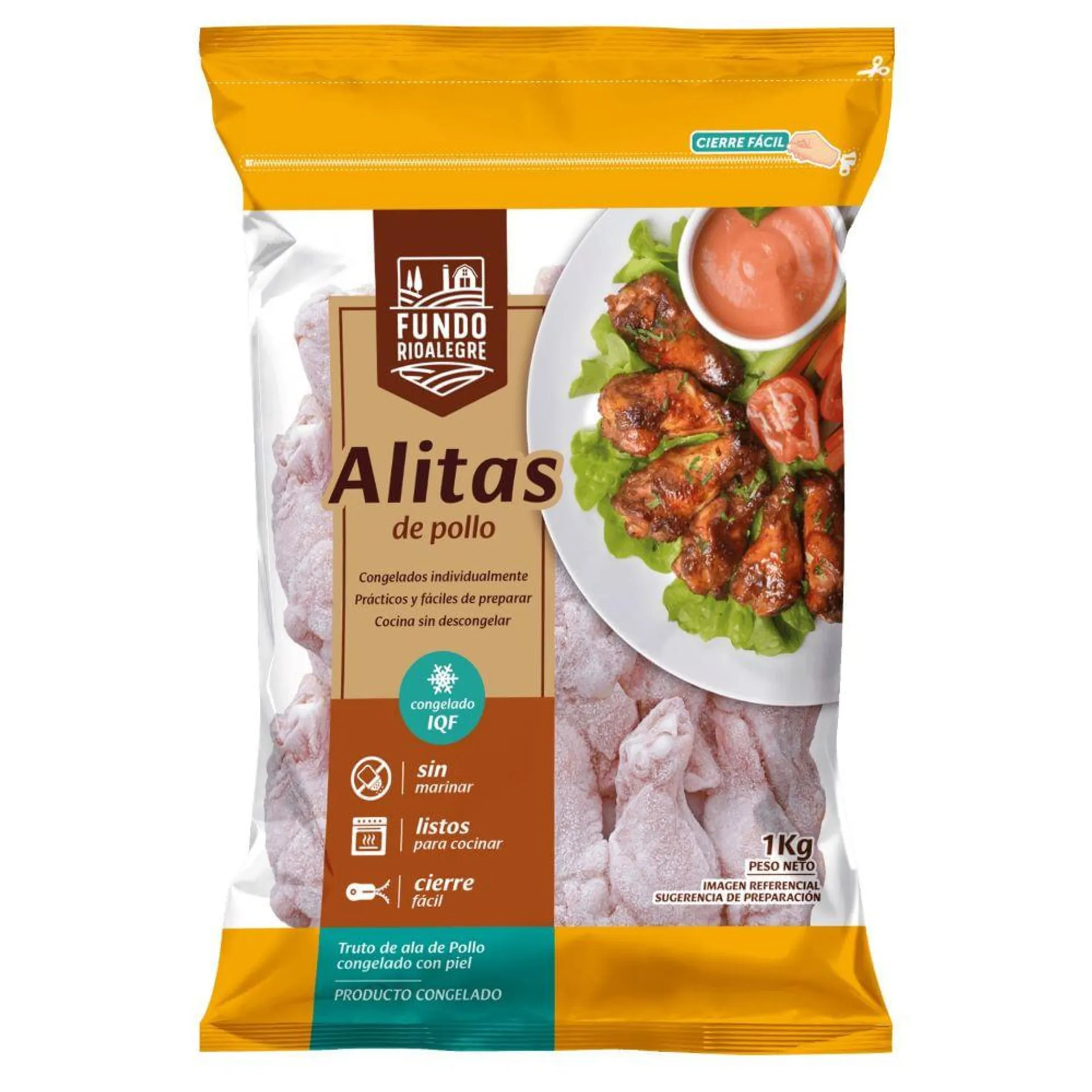 Alitas de pollo Fundo Río Alegre congelada bolsa 1 Kg