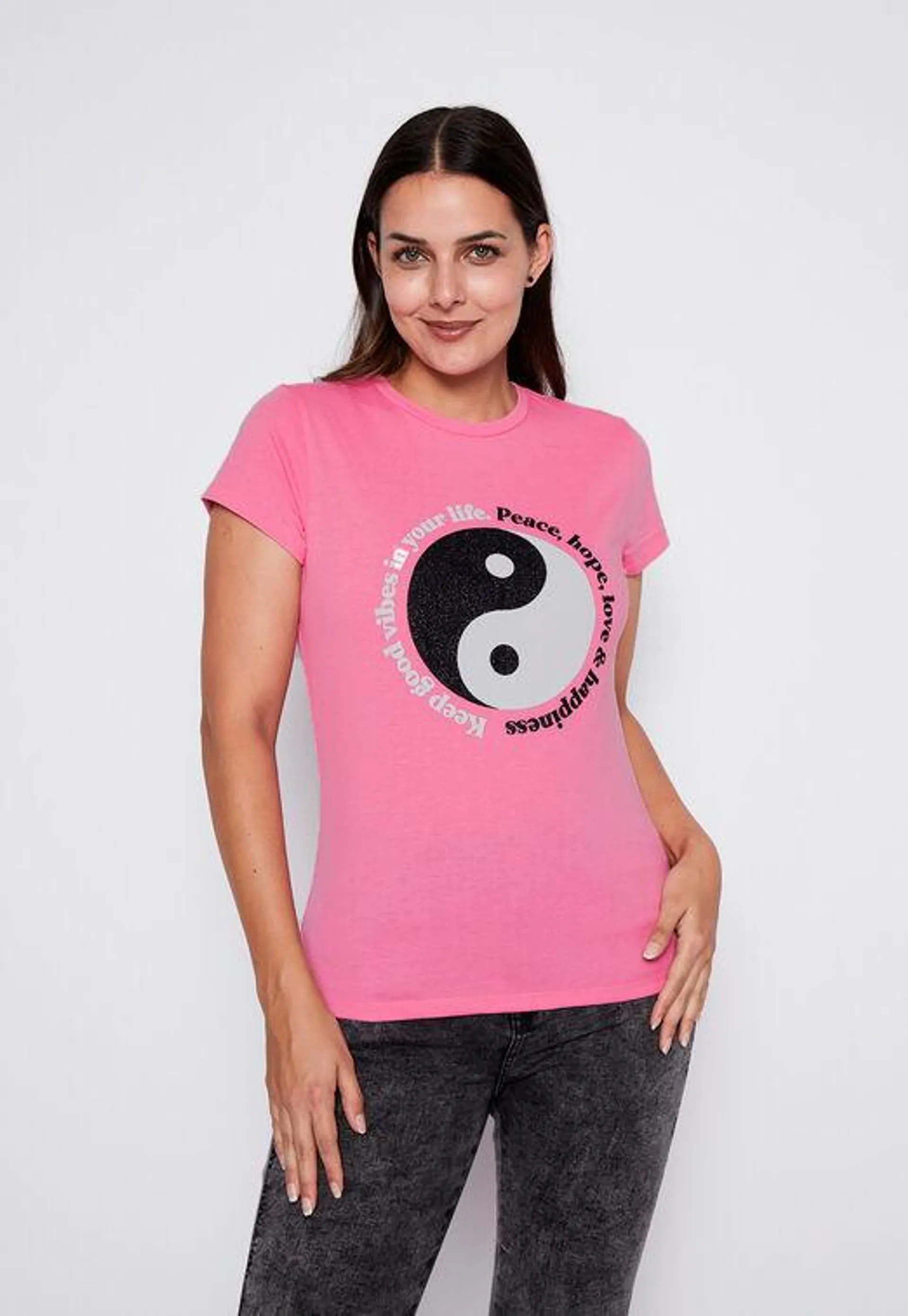 Polera Mujer Fucsia Alas Yin Yang Family Shop