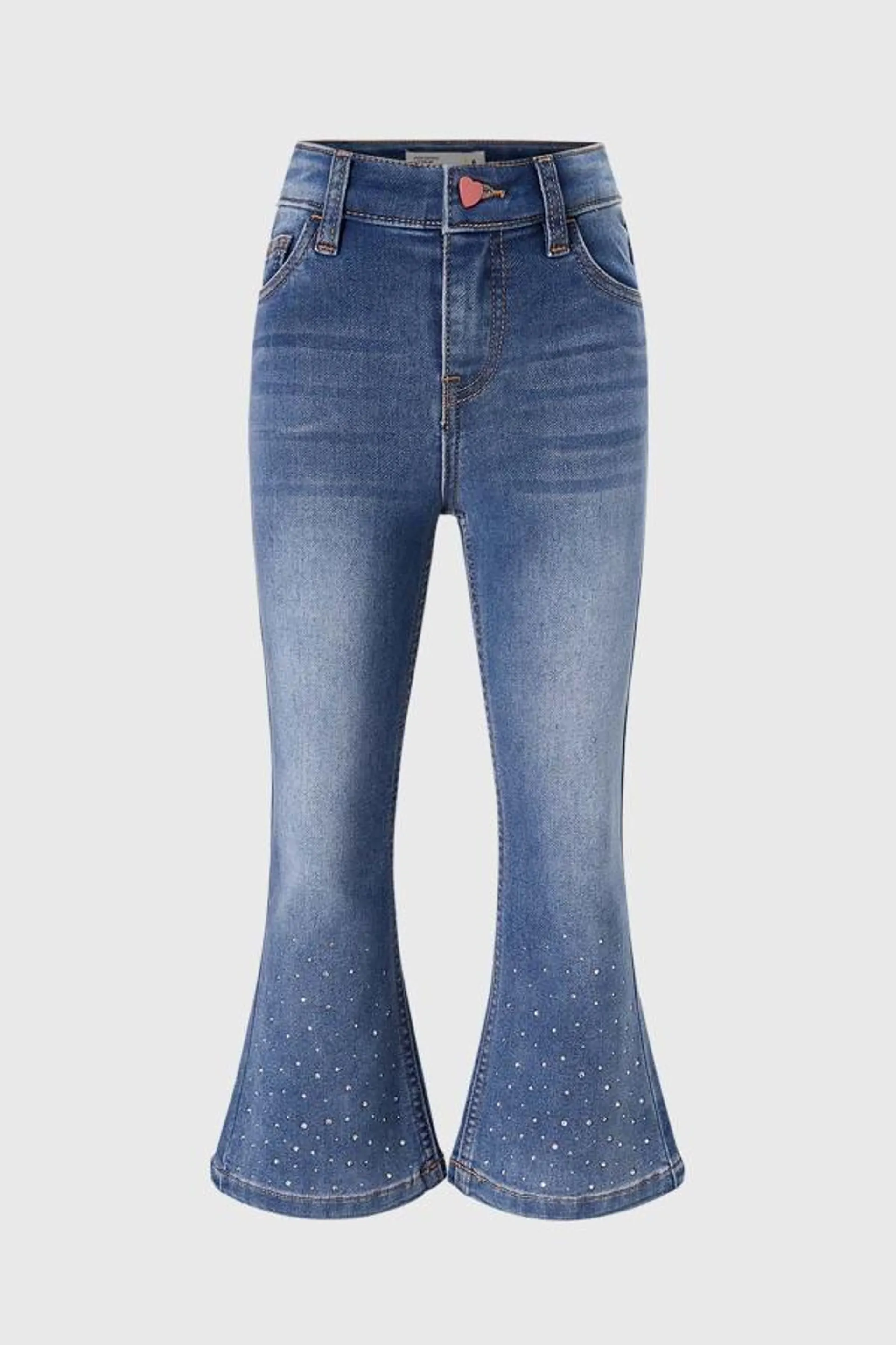 Jeans niÑa flare con strass azul claro