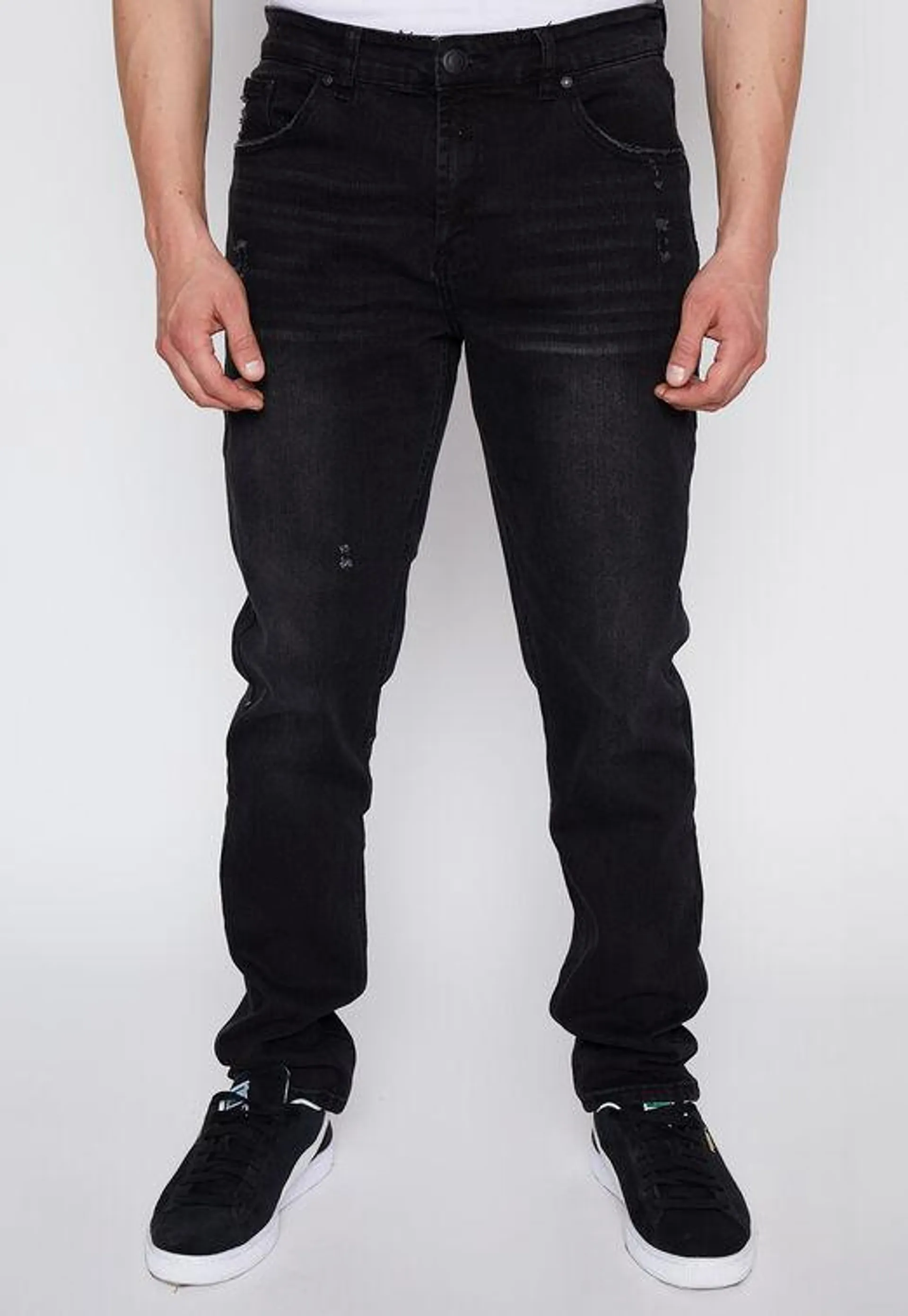 Jeans Hombre Negro Gastados Family Shop