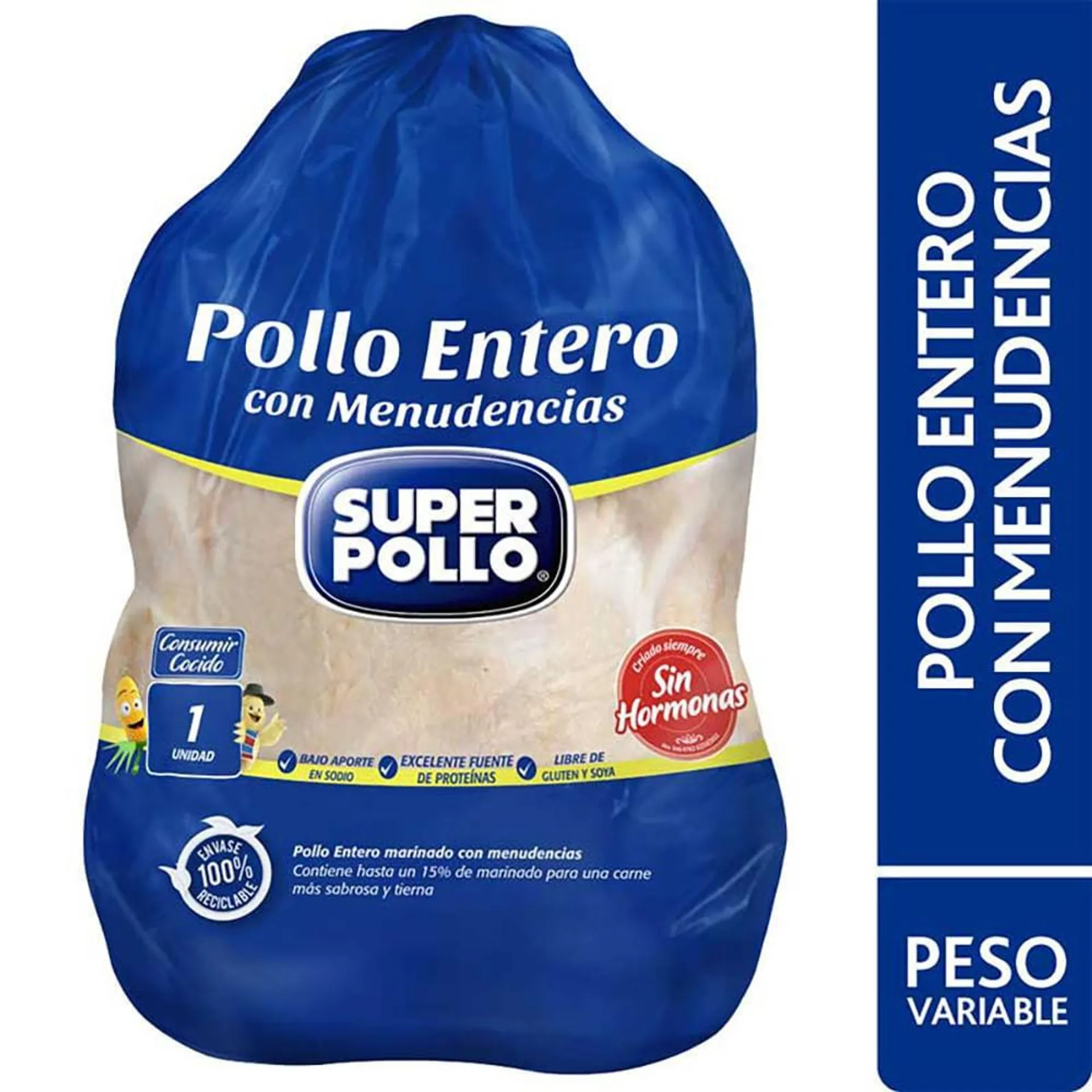 Pollo entero Super Pollo con menudencias 3 Kg