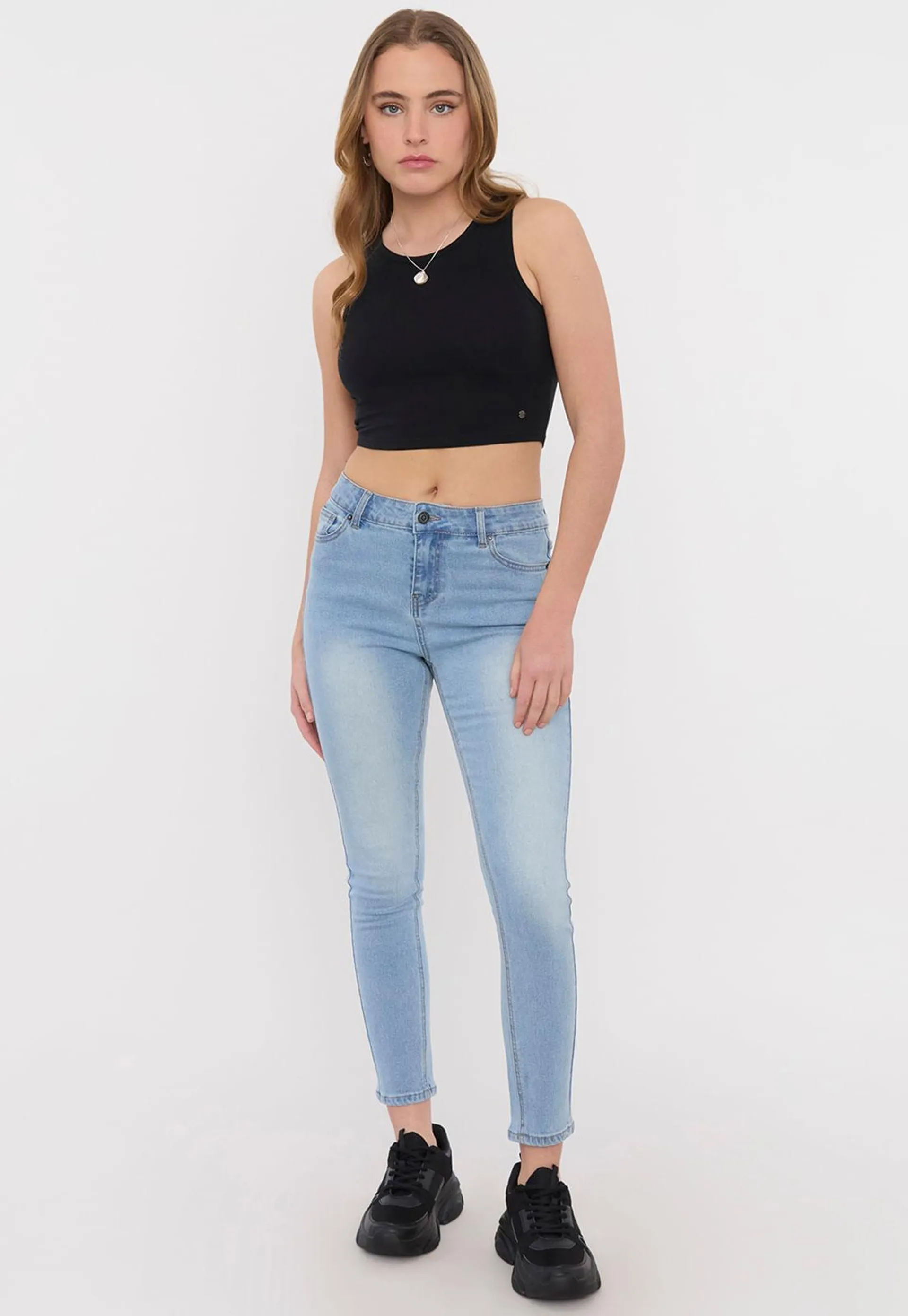 Jeans Mujer Básico Azul Claro Skinny 5 Bolsillos