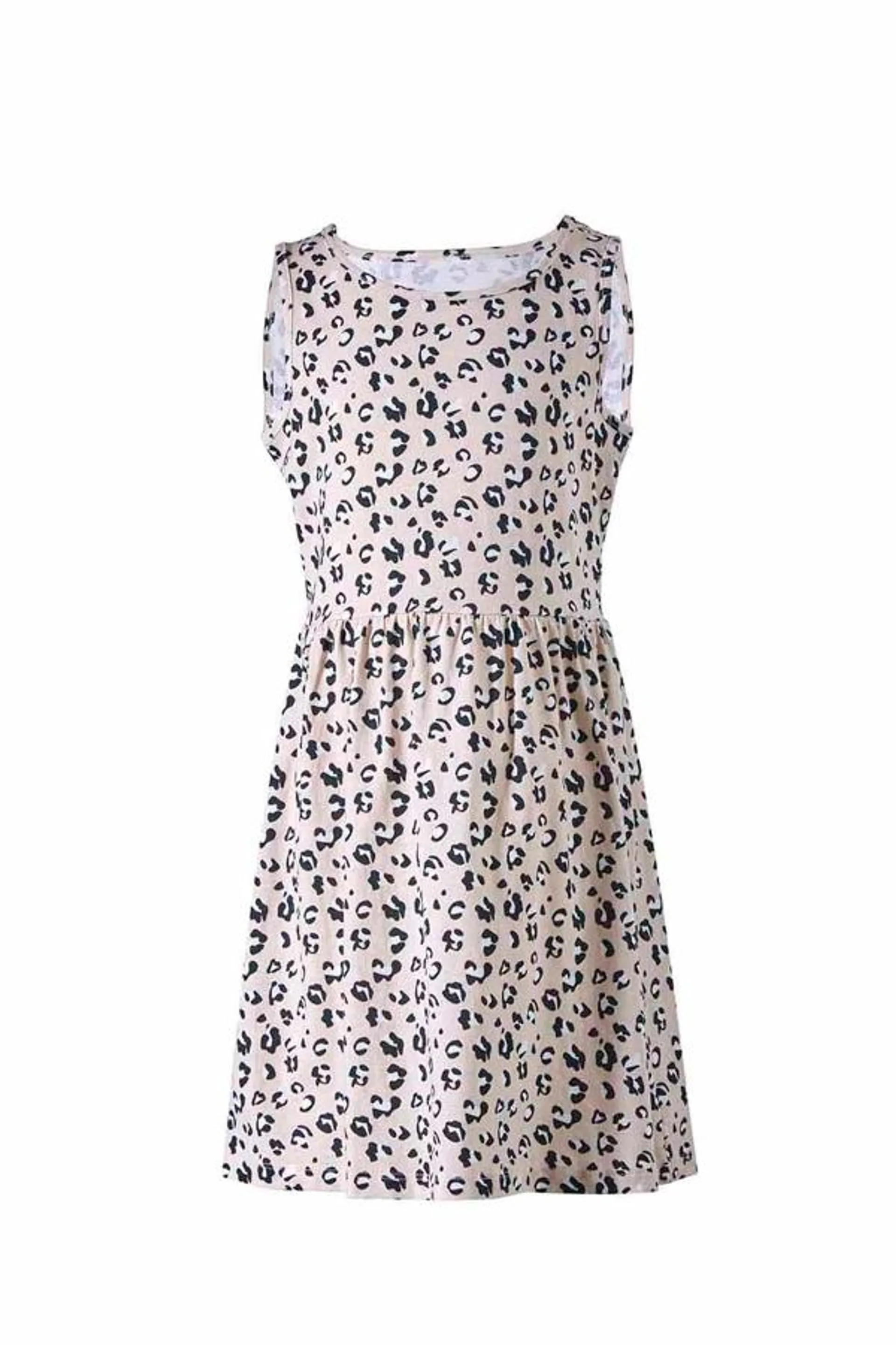 Vestido full print beige oscuro