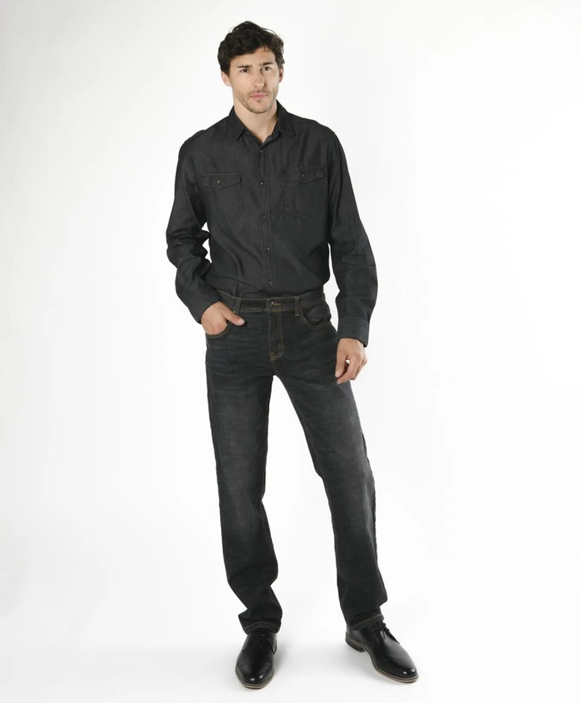 Camisa hombre denim negra