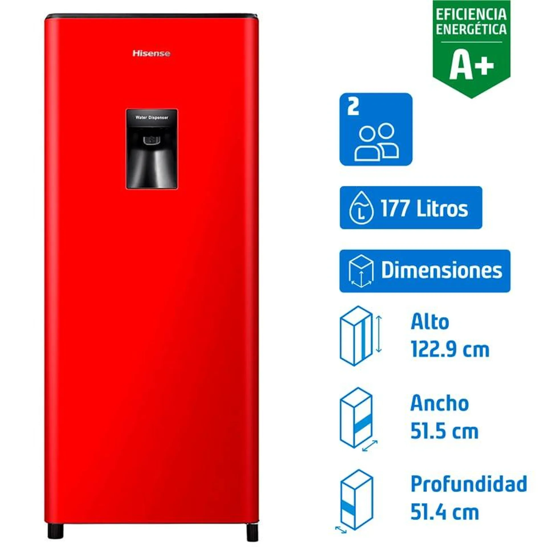 Refrigerador Single Door Frío Directo 177 Litros Rojo HRO179DR