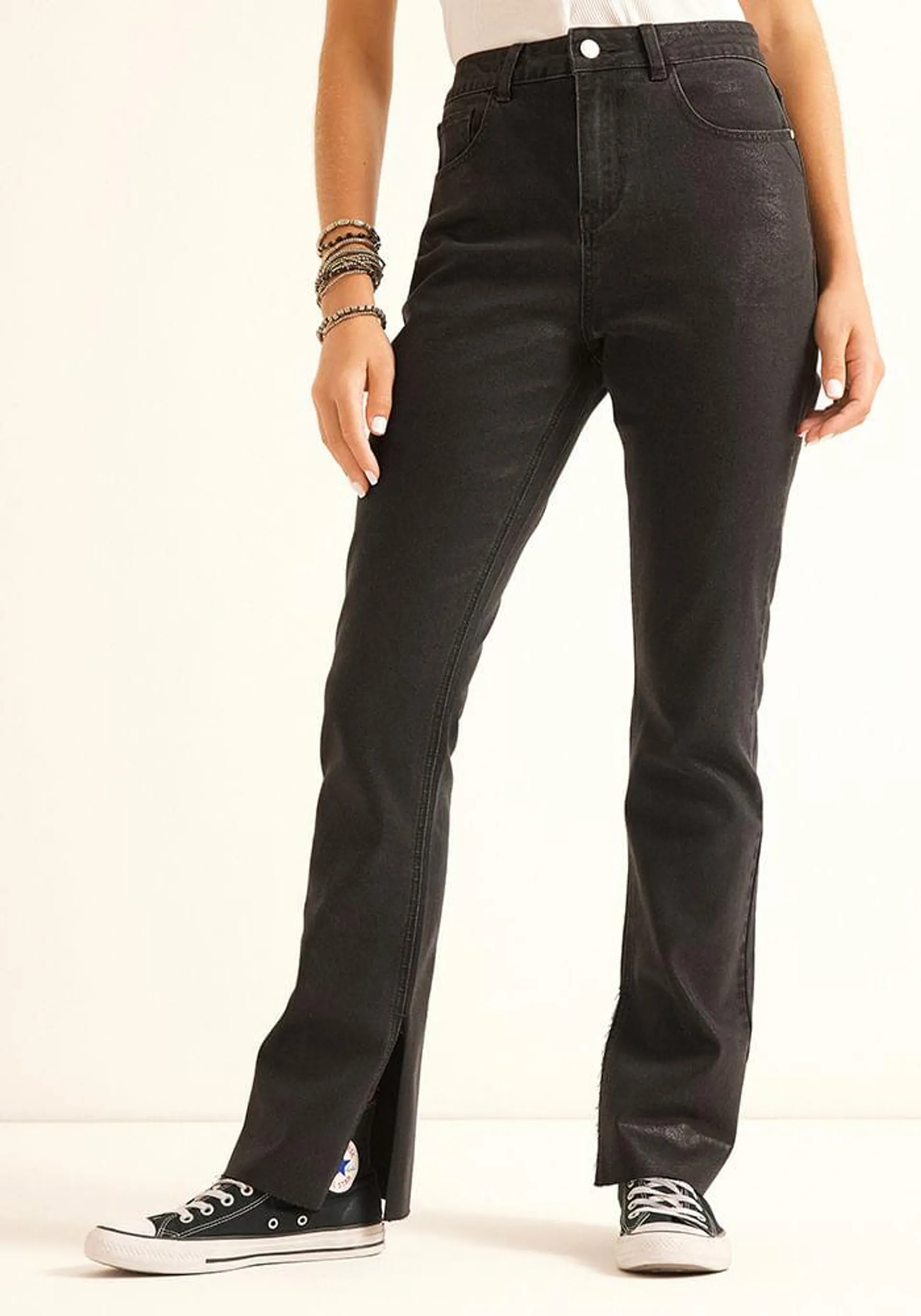 Jeans Wet Look 40 Negro