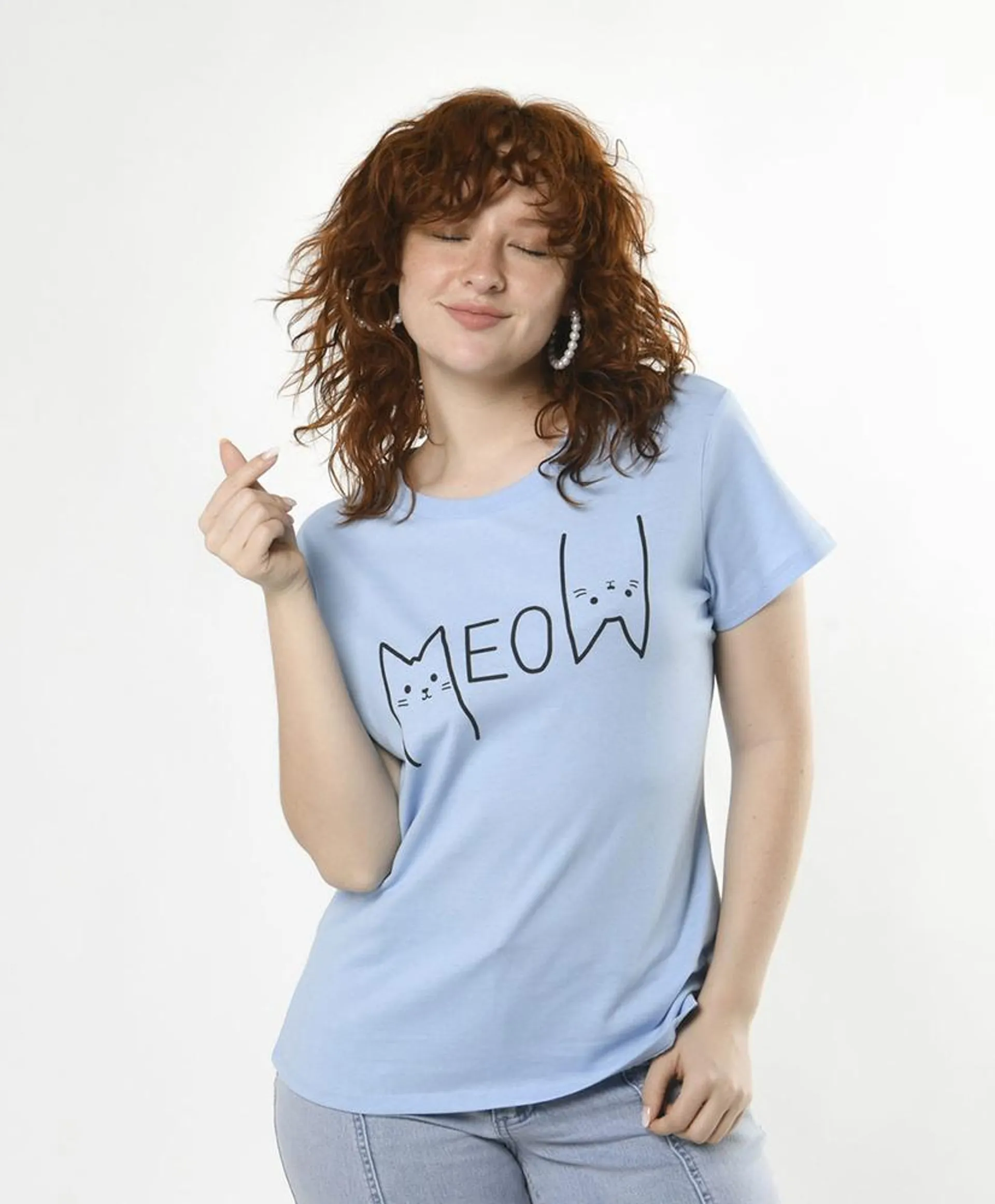 Polera mujer gato meow