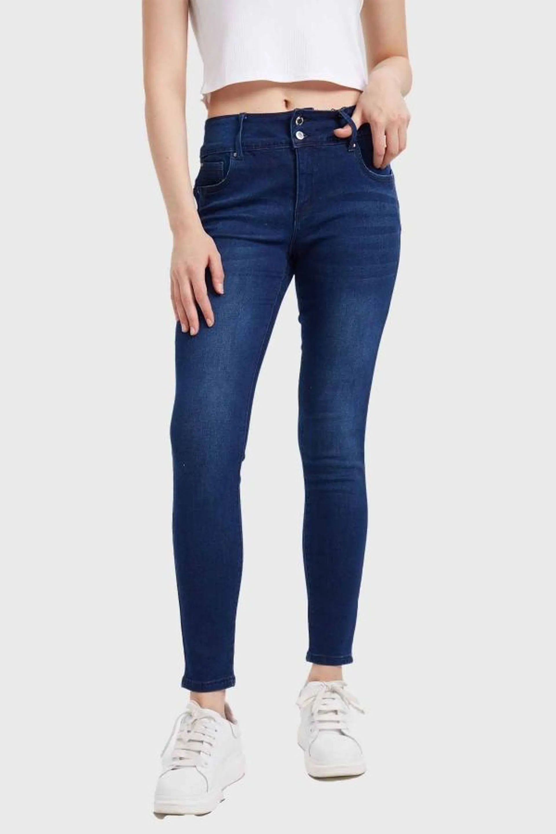 Jeans mujer skinny kim lavado azul oscuro