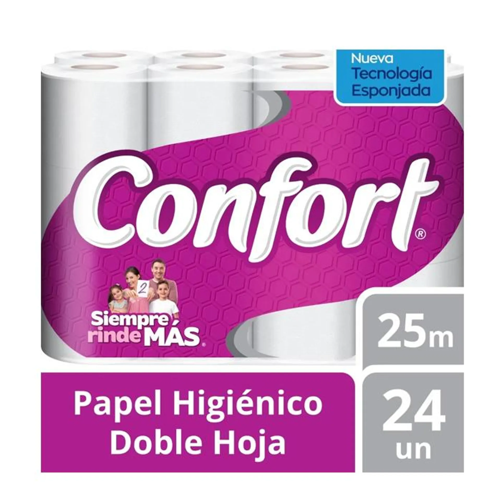 Papel Higiénico Confort Doble Hoja 24 rollos 25 mts