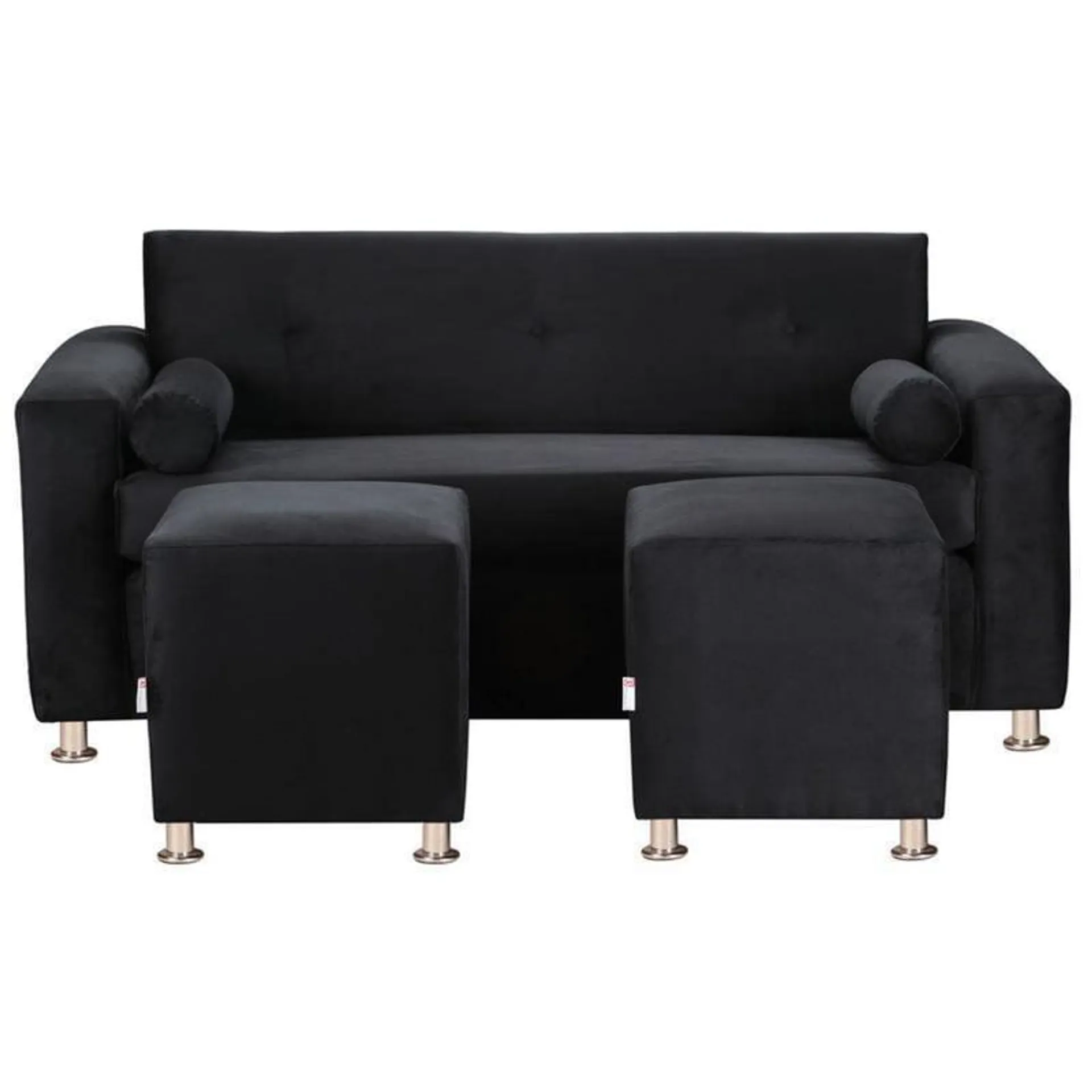 Sofa Vivo 3C 2 Poufs felpa 12 Negro