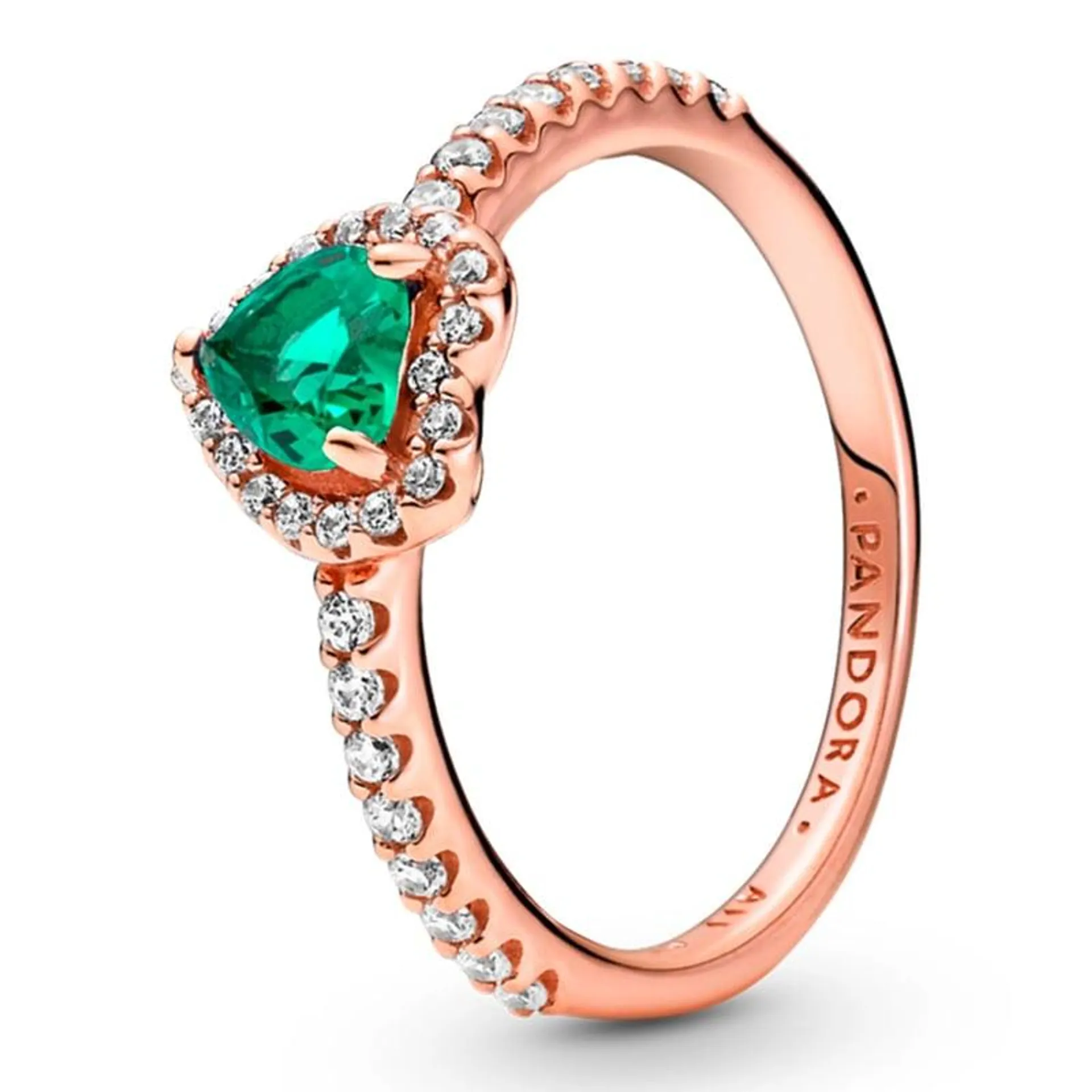 Anillo Corazón Brillante Elevado Verde Mujer Pandora