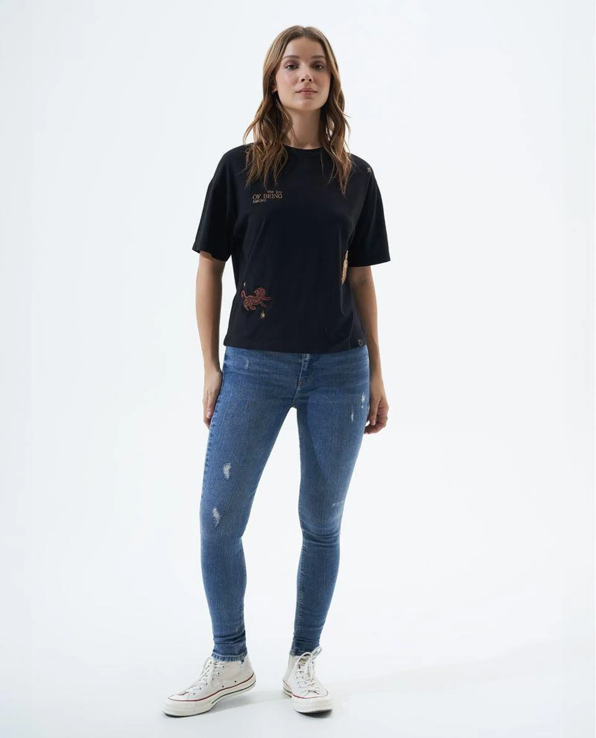 Jean Jegging fit con desgastes para mujer