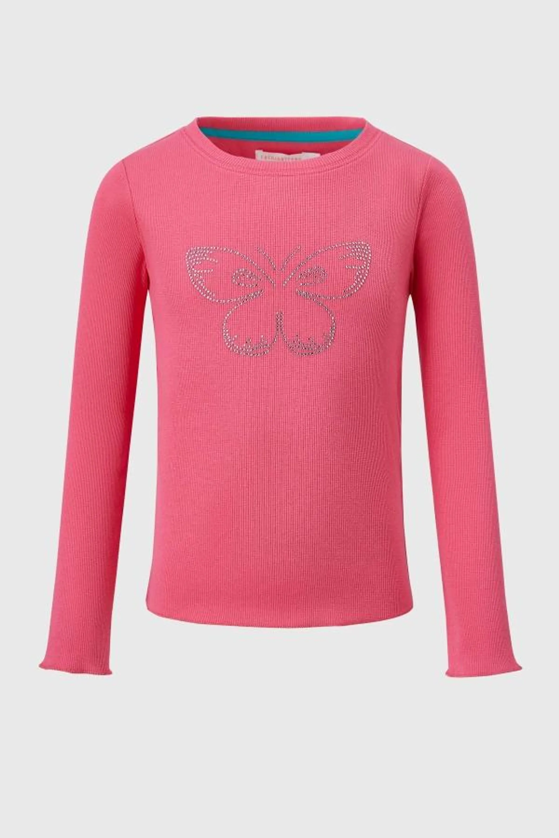 Polera niÑa strass rib fucsia