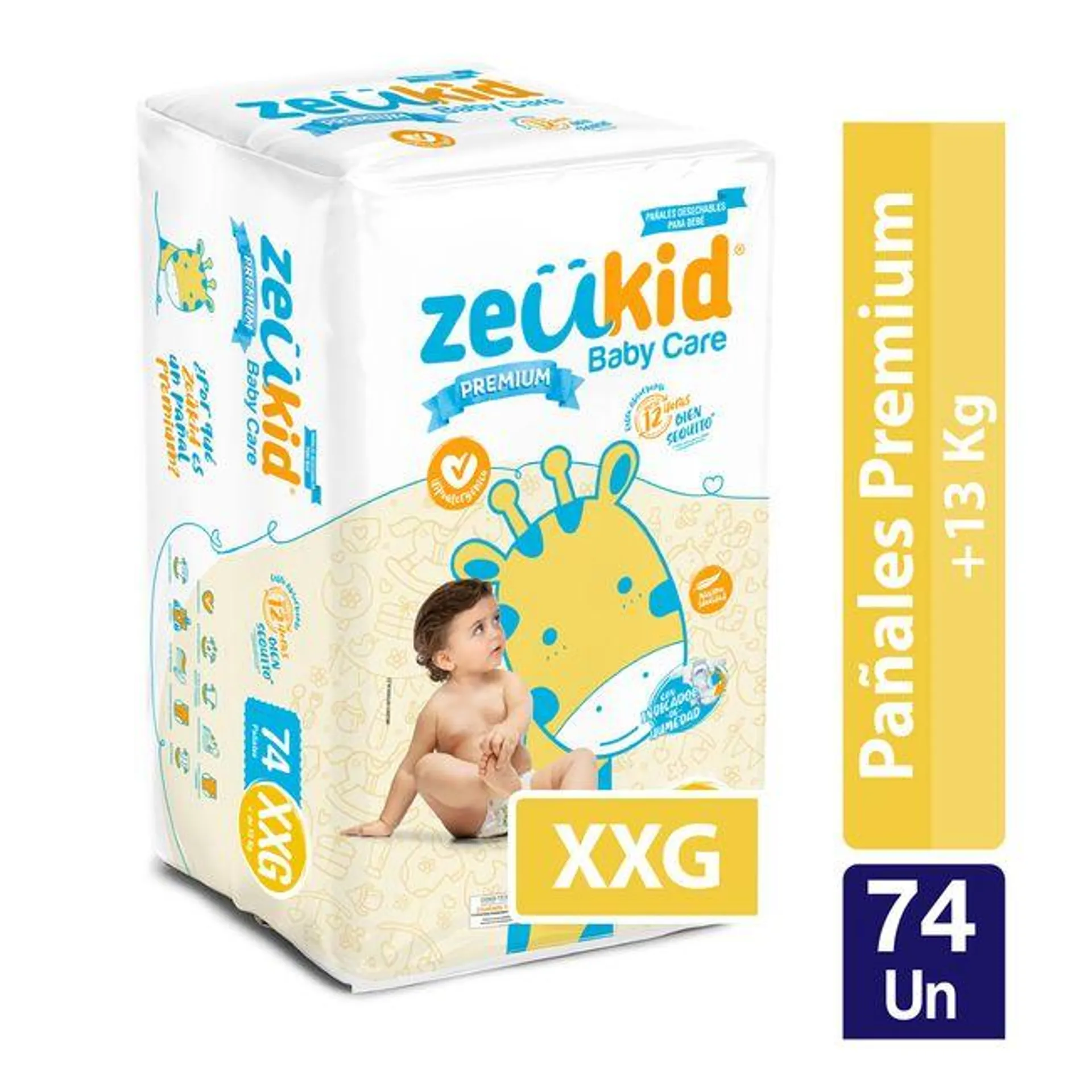 Pañales Zeukid Premium Talla XXG 74 un.