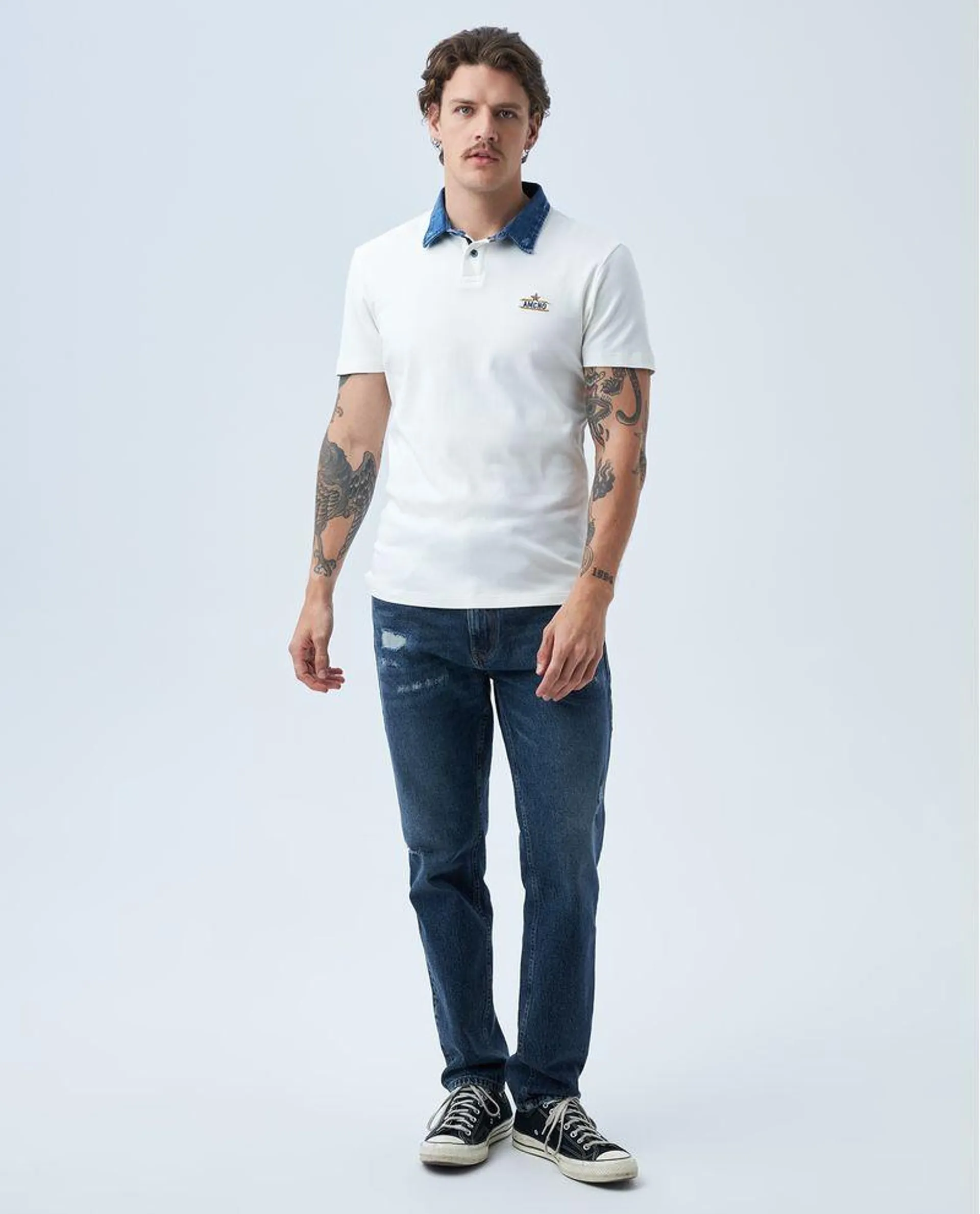 Polo con manga dobladillada para hombre