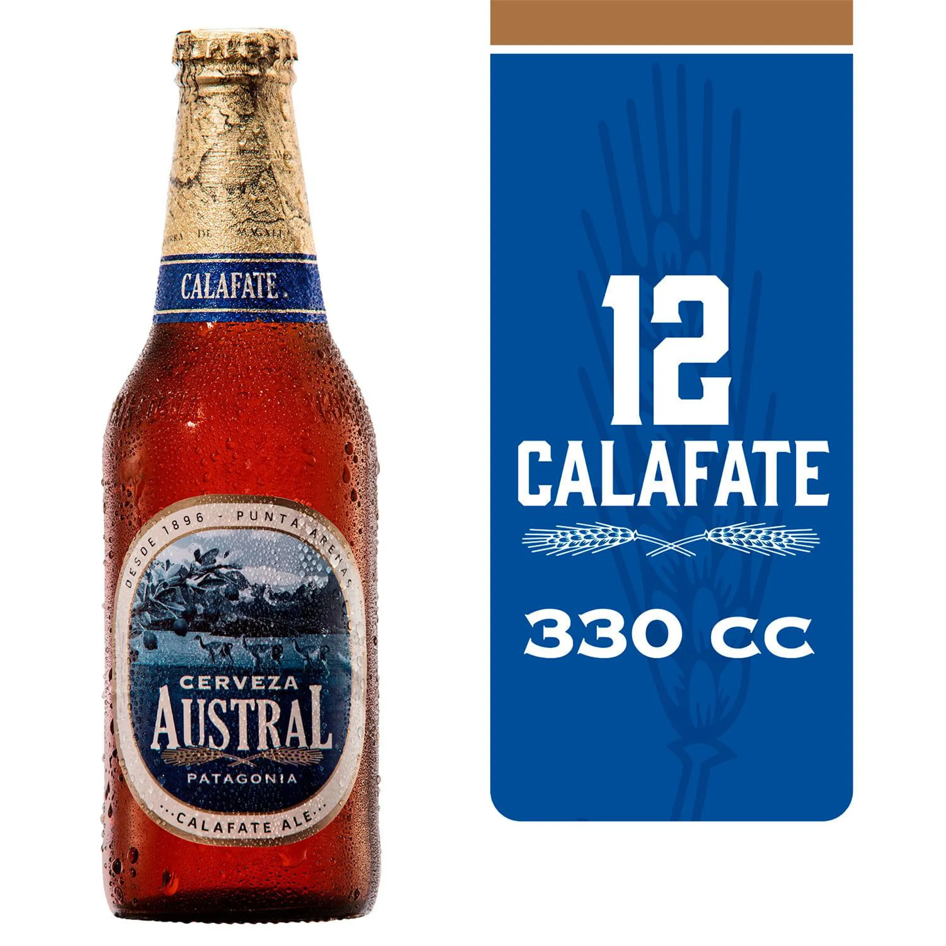 Pack 12 un. Cerveza Austral Calafate 5.0° botella 330 cc