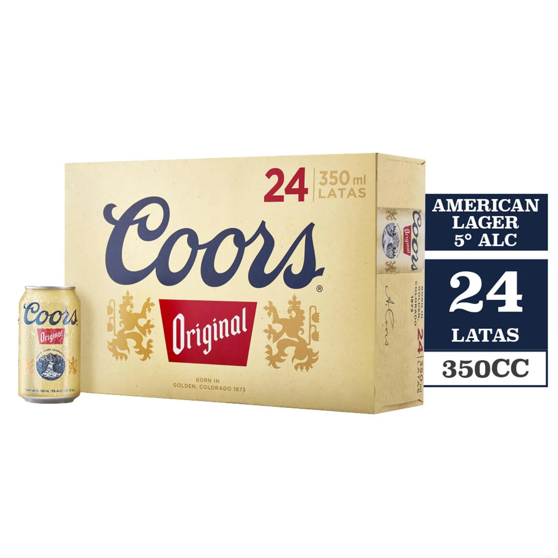 Pack 24 un. Cervezas Coors 5.0° lata 350 cc