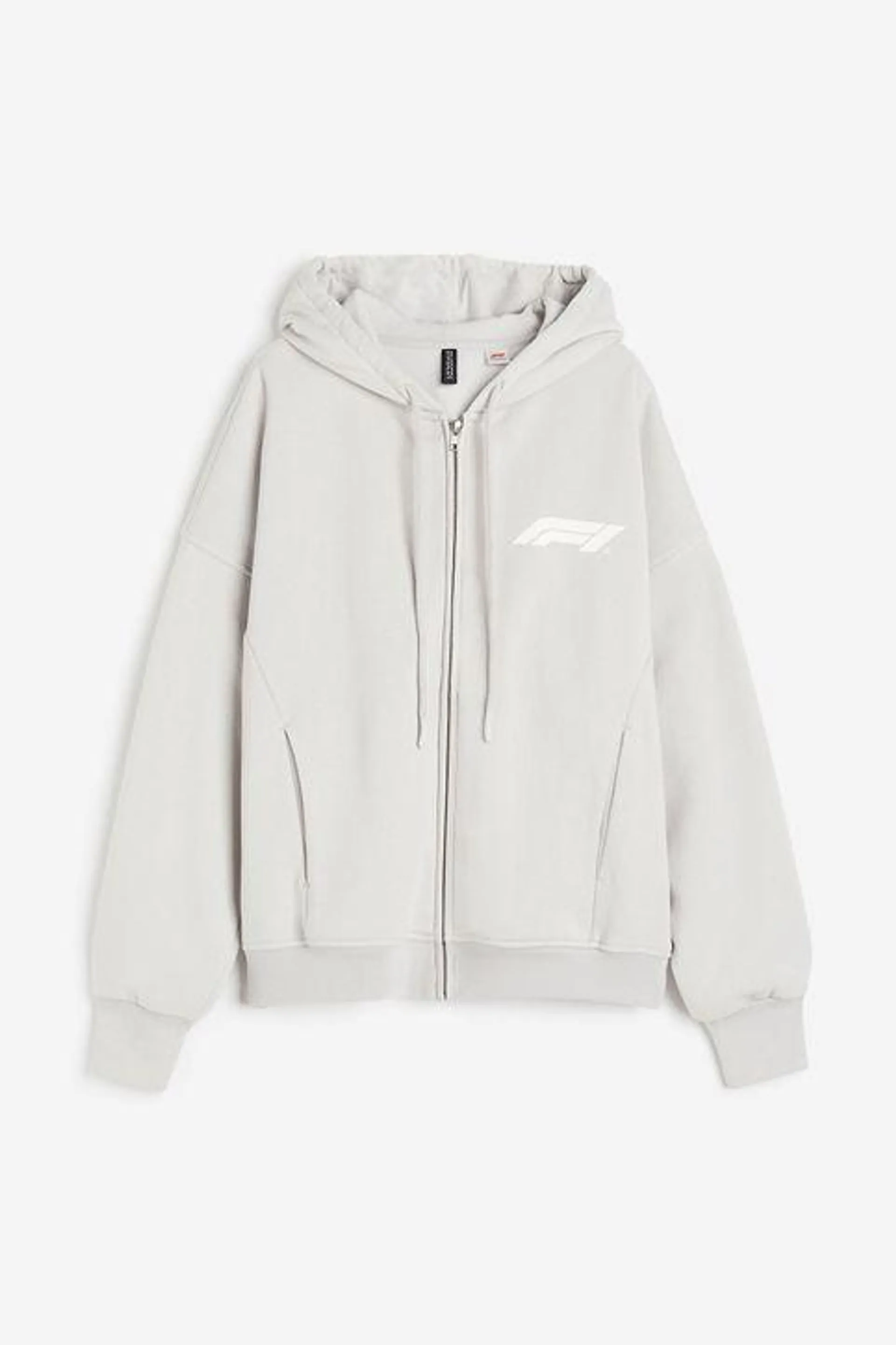 Polerón hoodie con cierre y motivo estampado