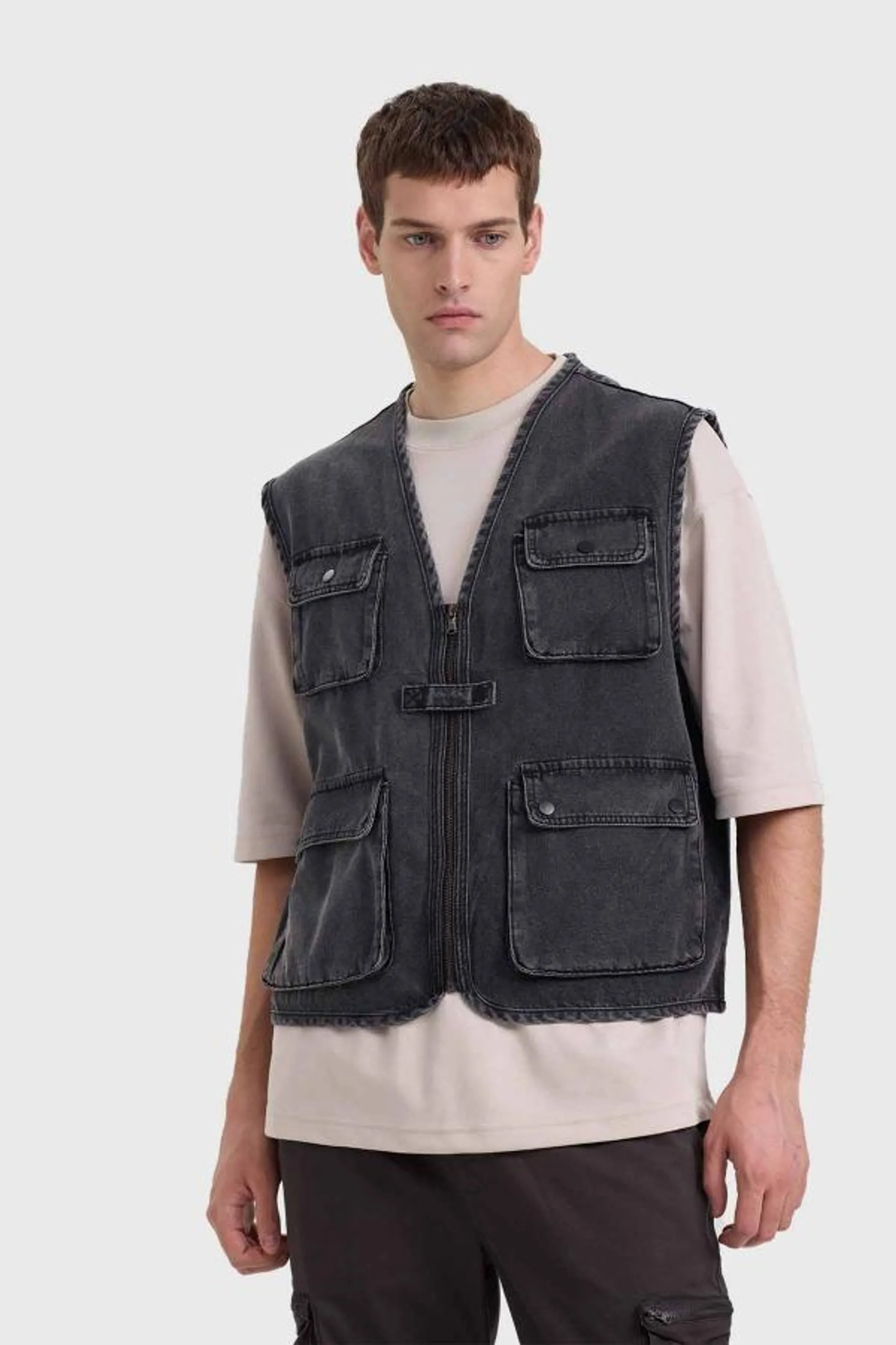 Chaqueta hombre cargo gris claro