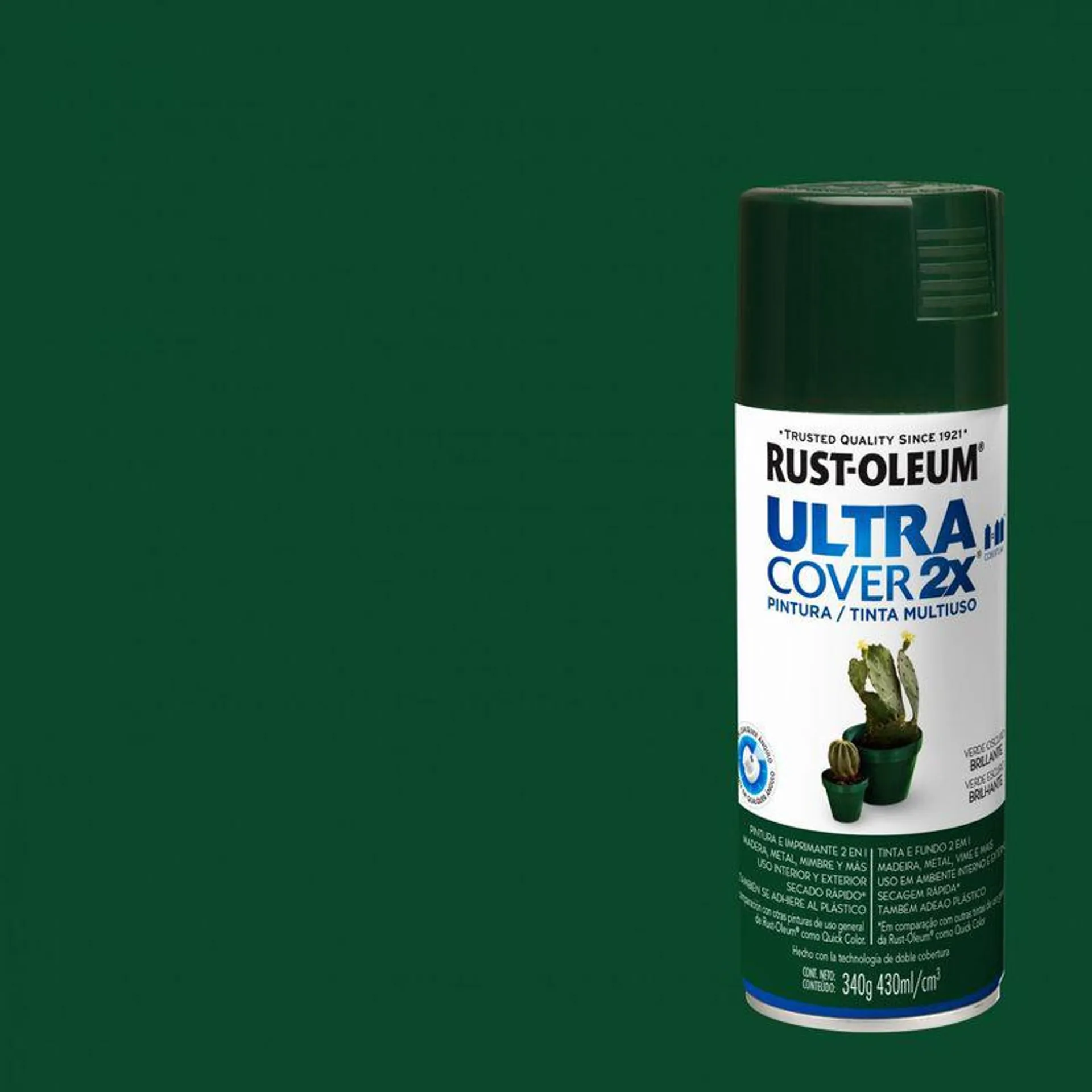 Pintura en spray Ultra Cover 2x Multiuso 430 ML Verde oscuro Brillante