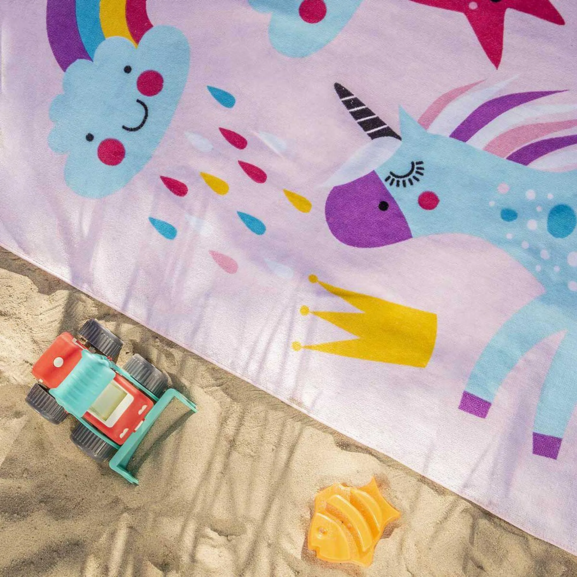 Toalla de Playa Infantil con Bolso Casanova Kids Unicorn 70 x 140 cm