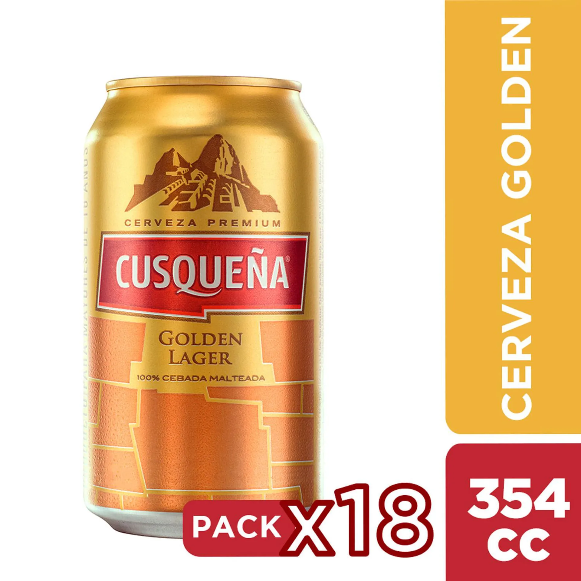 Pack 18 un. Cerveza Cusqueña Golden 4.8° 354 cc