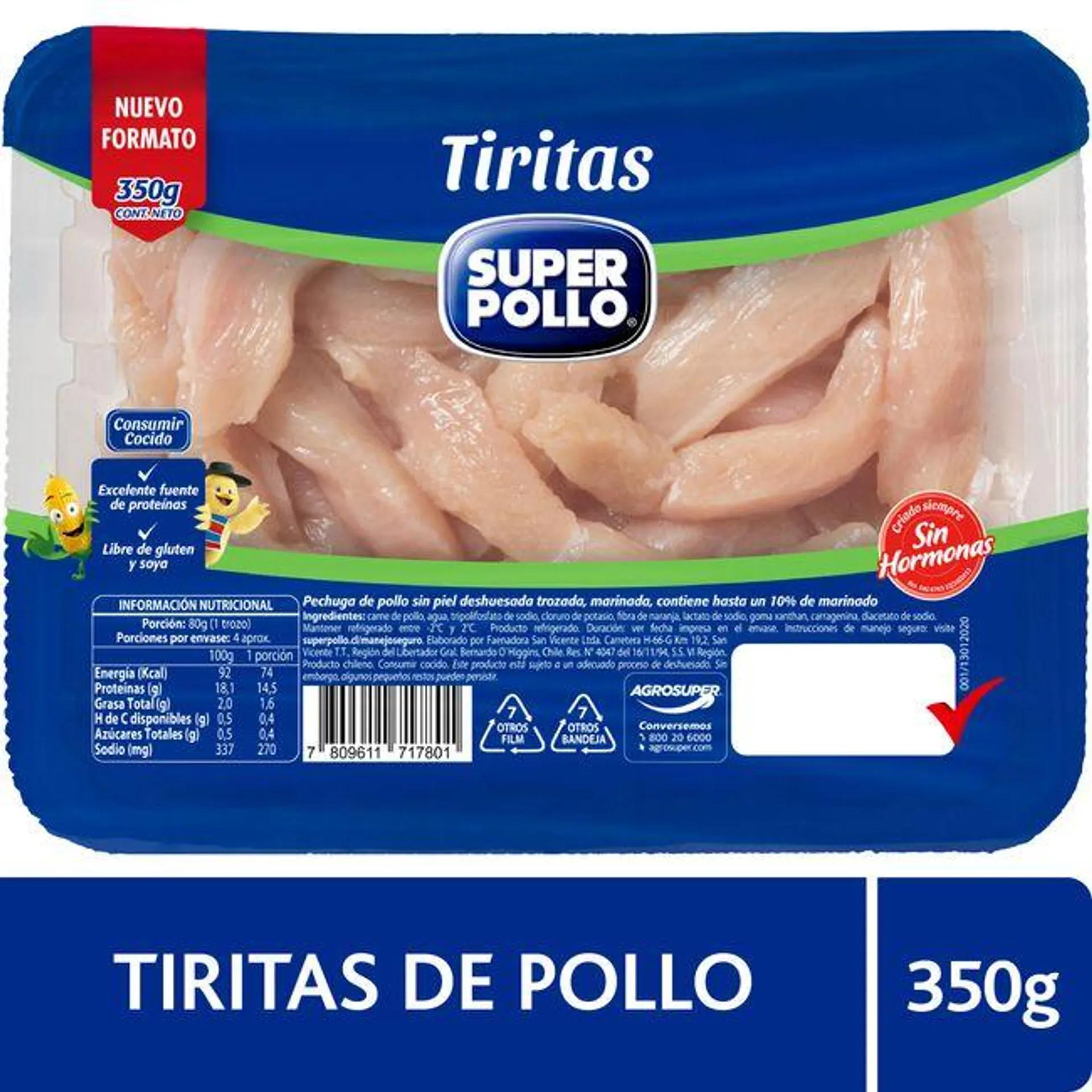 Tiritas Pollo Frescas 350 g