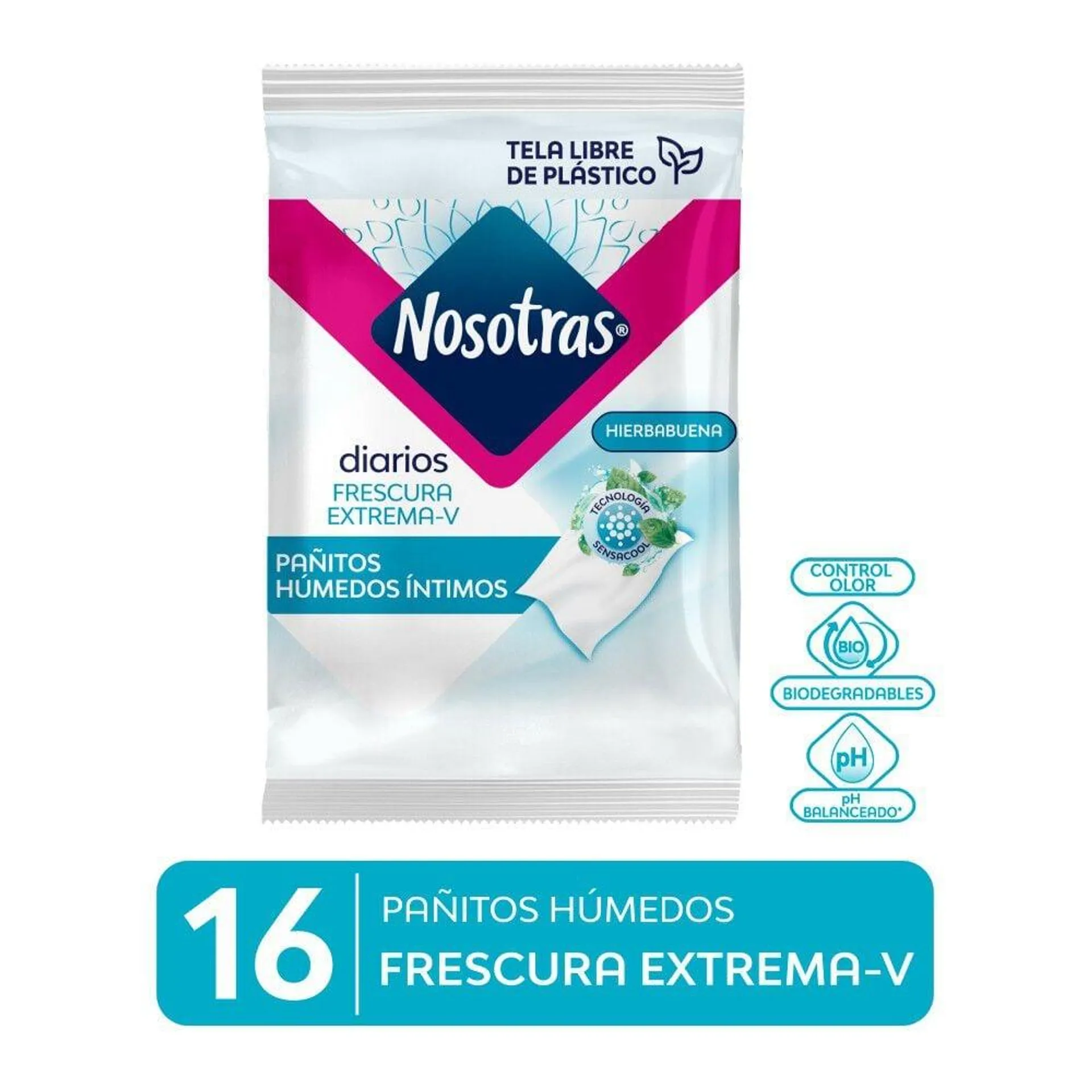 Pañitos Húmedos Íntimos Frescura Extrema Control Olor 16 Unidades