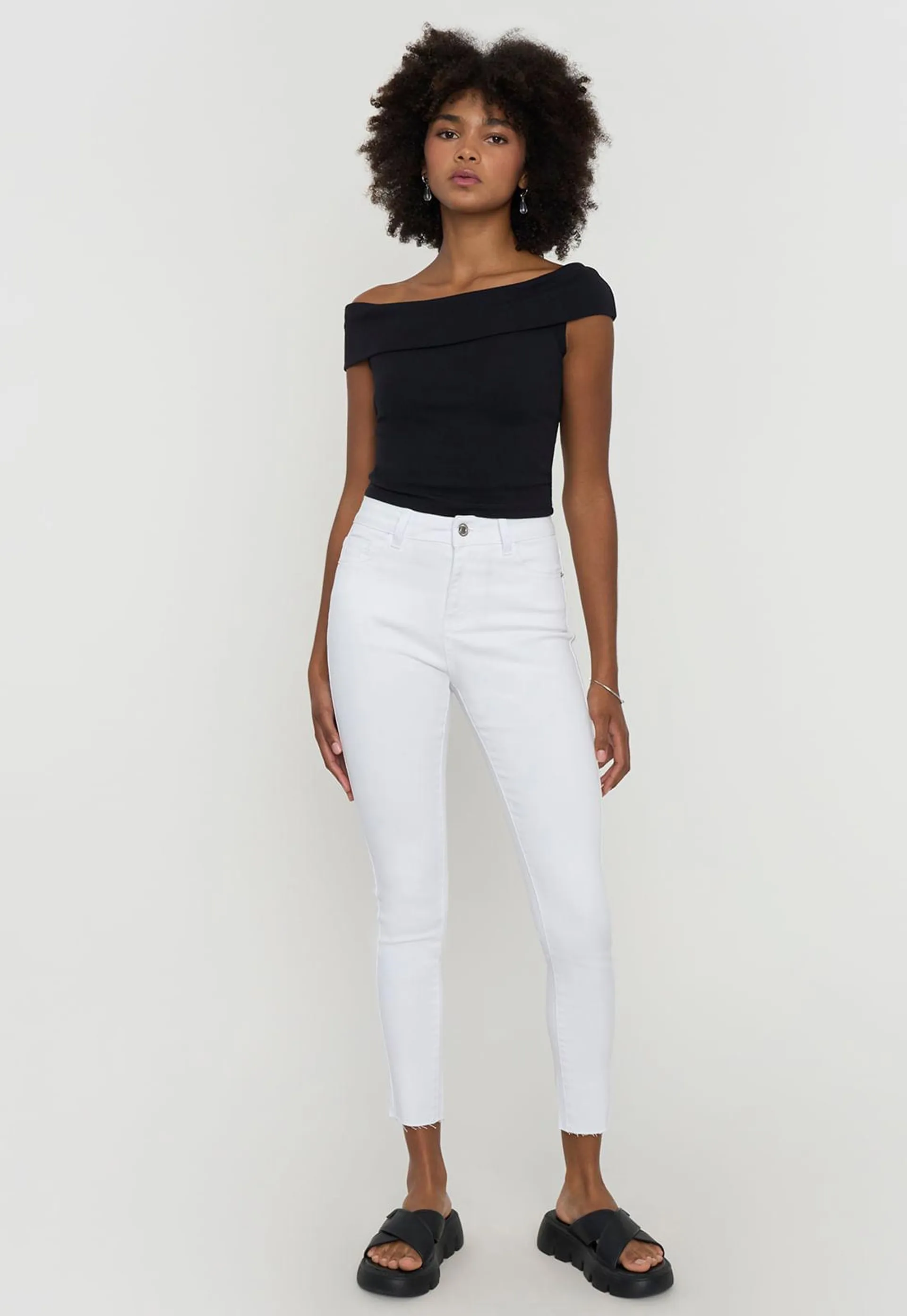 Jeans Mujer Skinny Fit Color Blanco