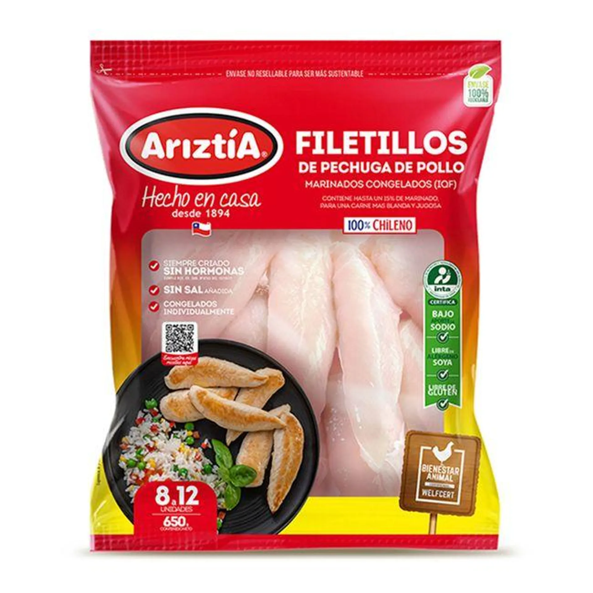 Filetillos de Pollo Ariztía 650 g