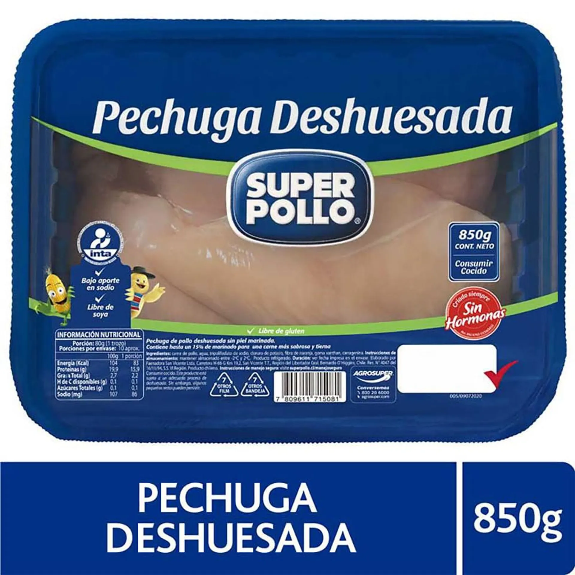 Pechuga de pollo deshuesada Super Pollo 850 g