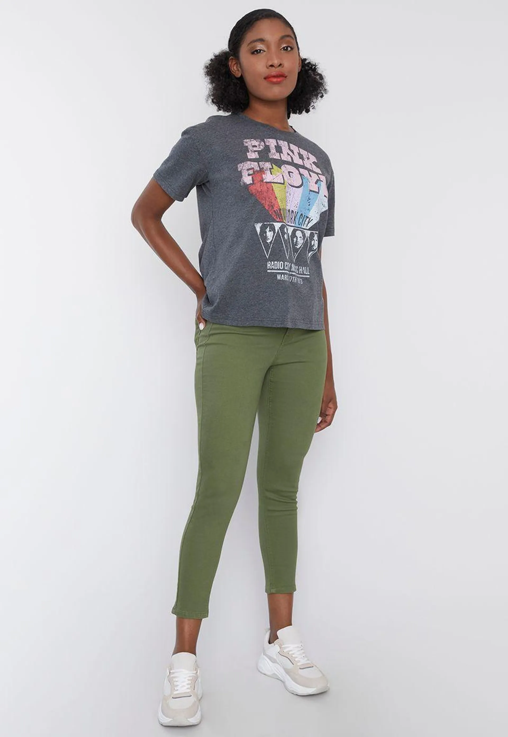 Jeans Mujer Skinny Color Básicos Verde Militar