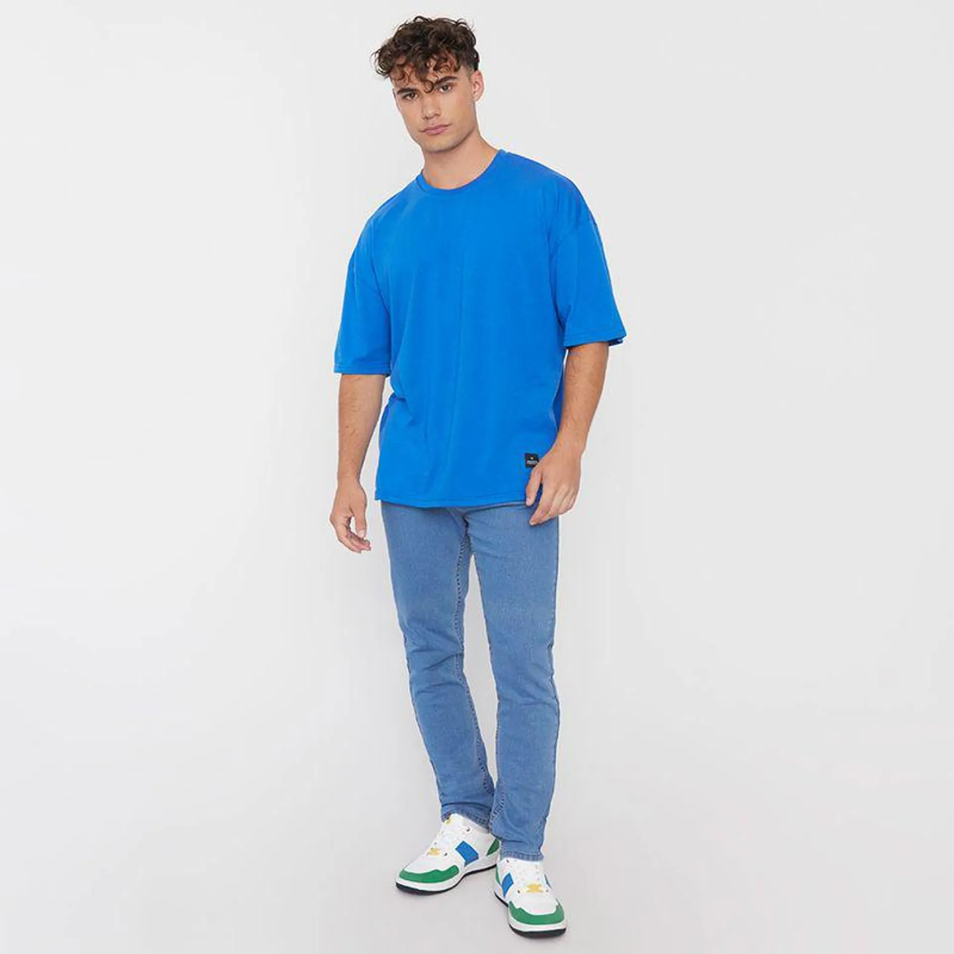 Jeans Hombre Fit Skinny Spandex Color Azul Medio
