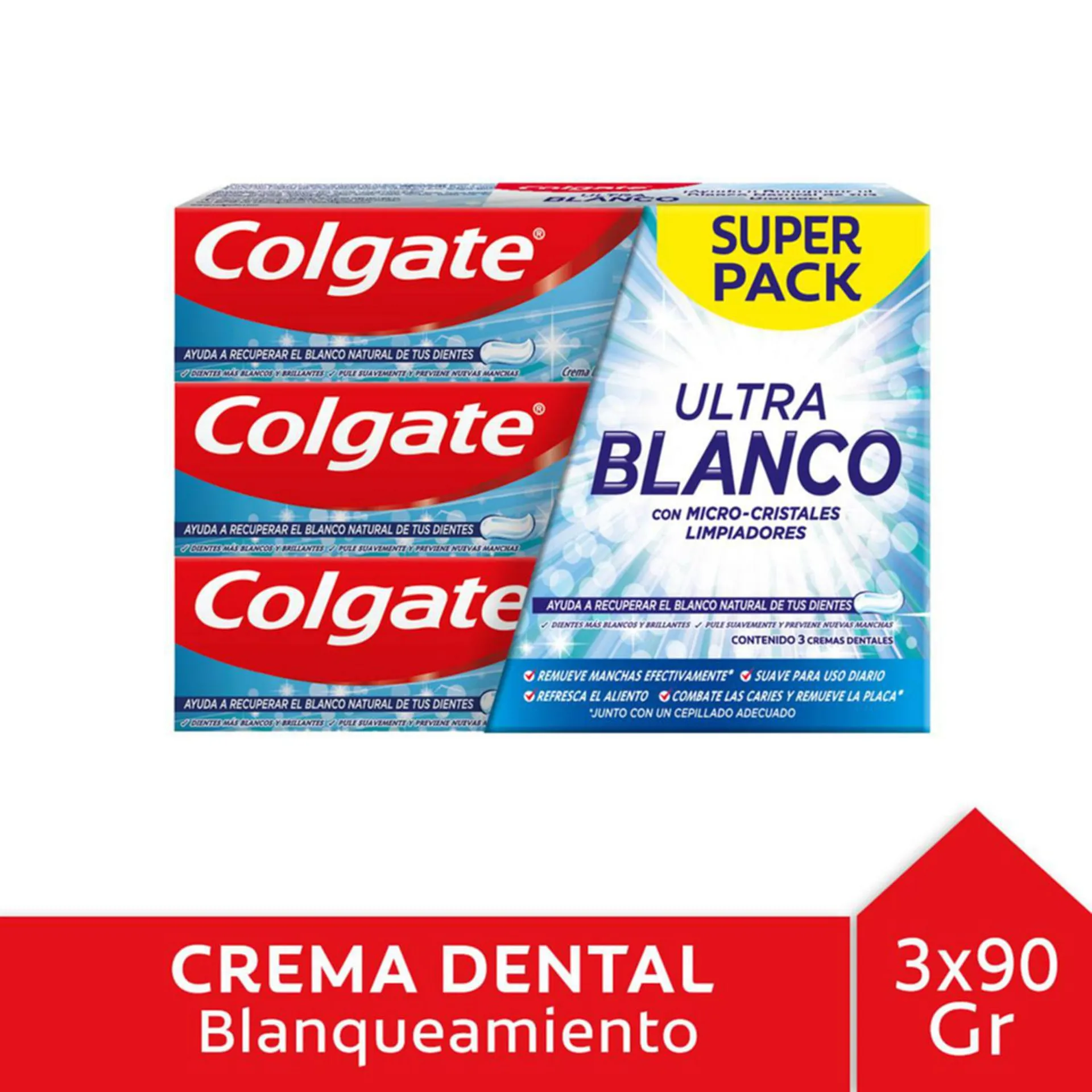 Pasta Dental Colgate Ultra Blanco 90 g 3 un. | Jumbo.cl