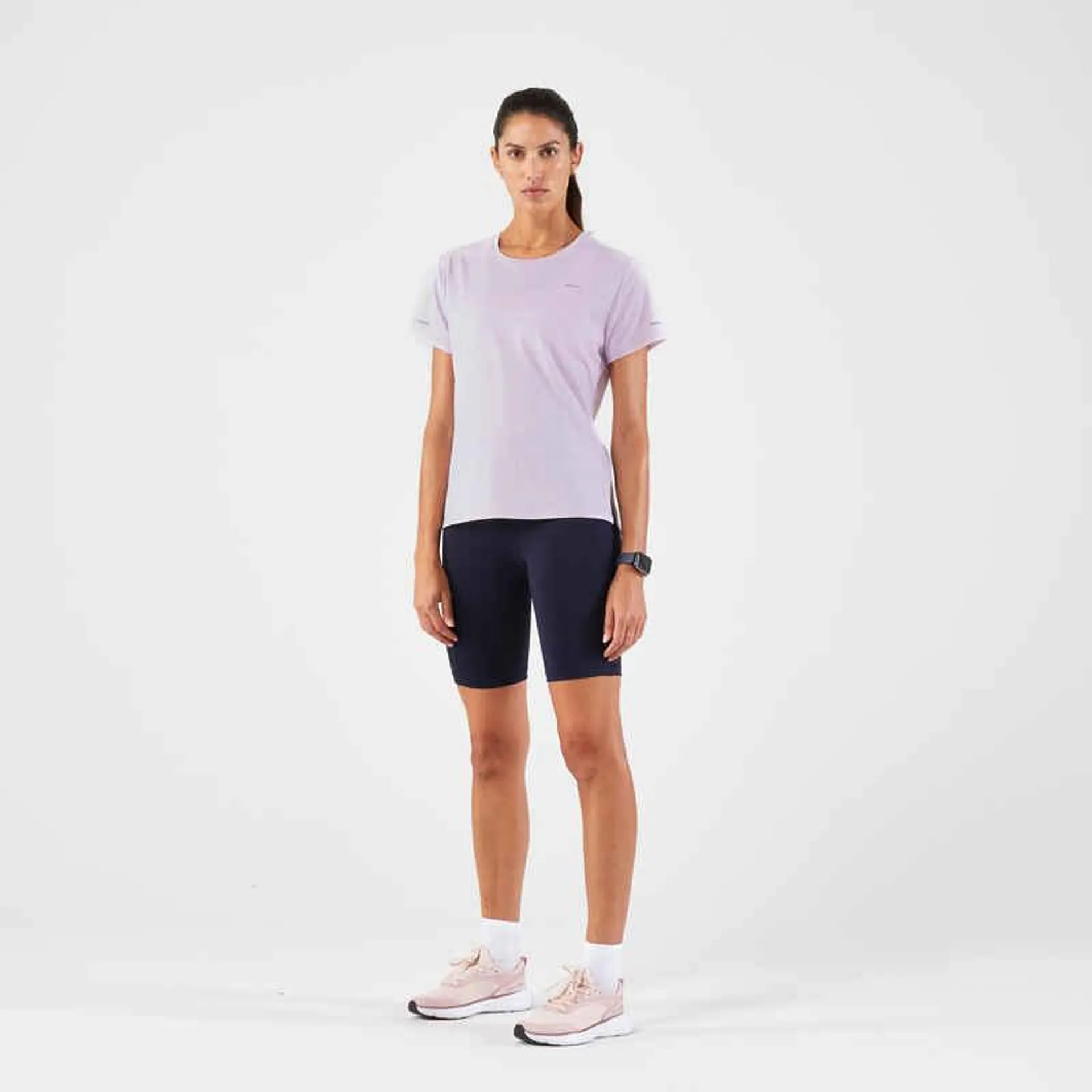 Polera running transpirable Mujer - KIPRUN Run 500 Dry malva