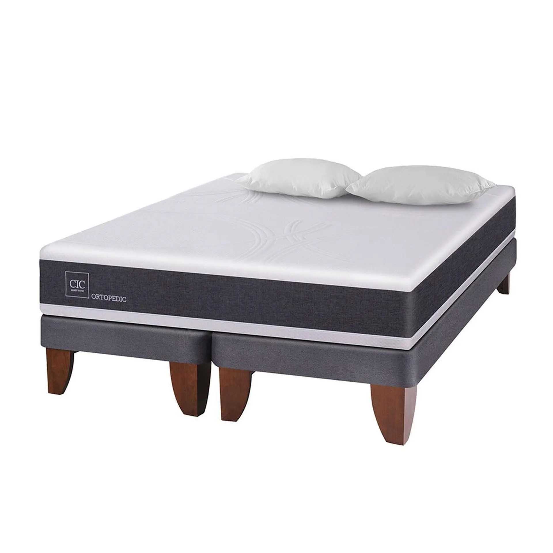 Cama Europea CIC Base Dividida King Ortopedic + Almohadas